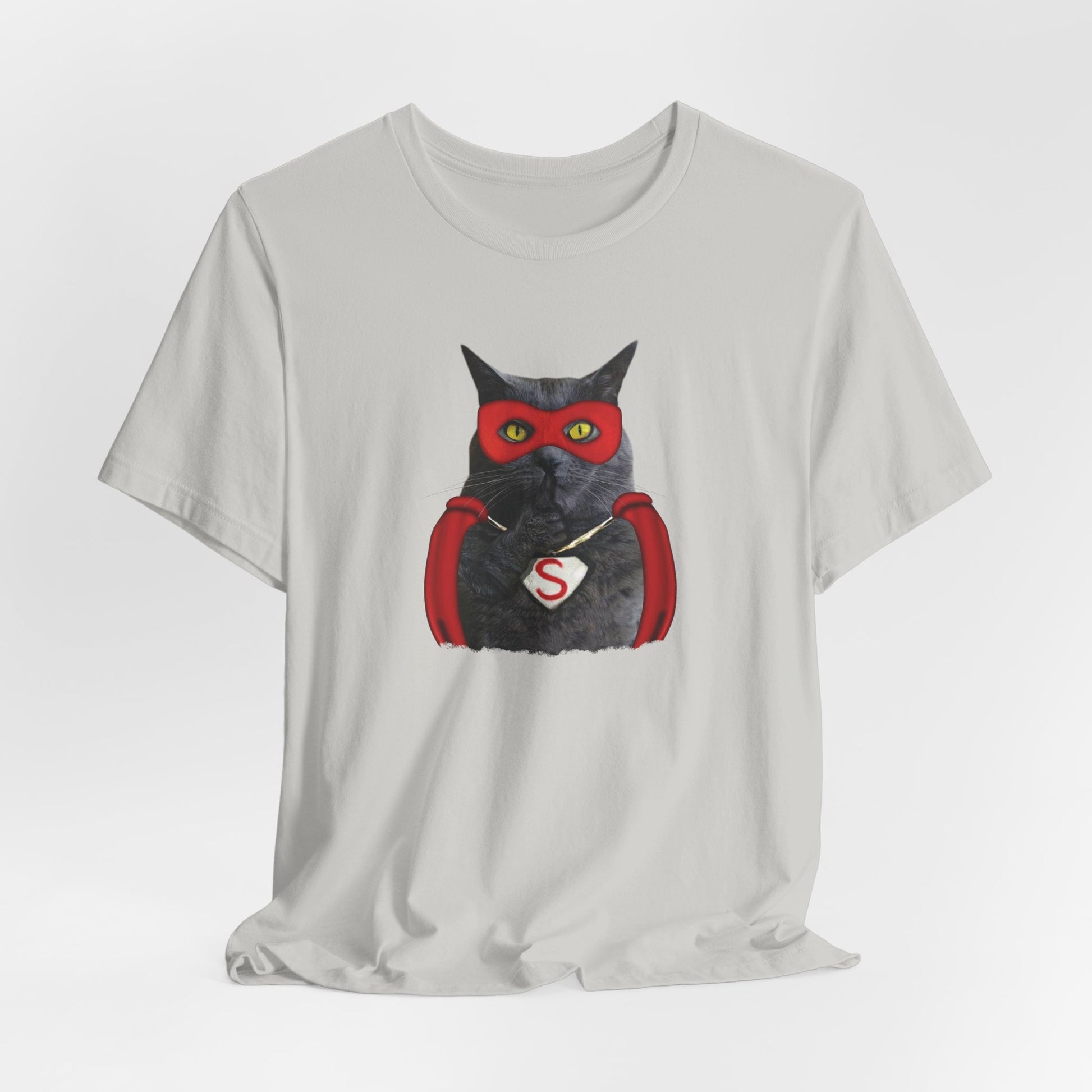 Silver Super Cat T-Shirt Unisex Crew Neck