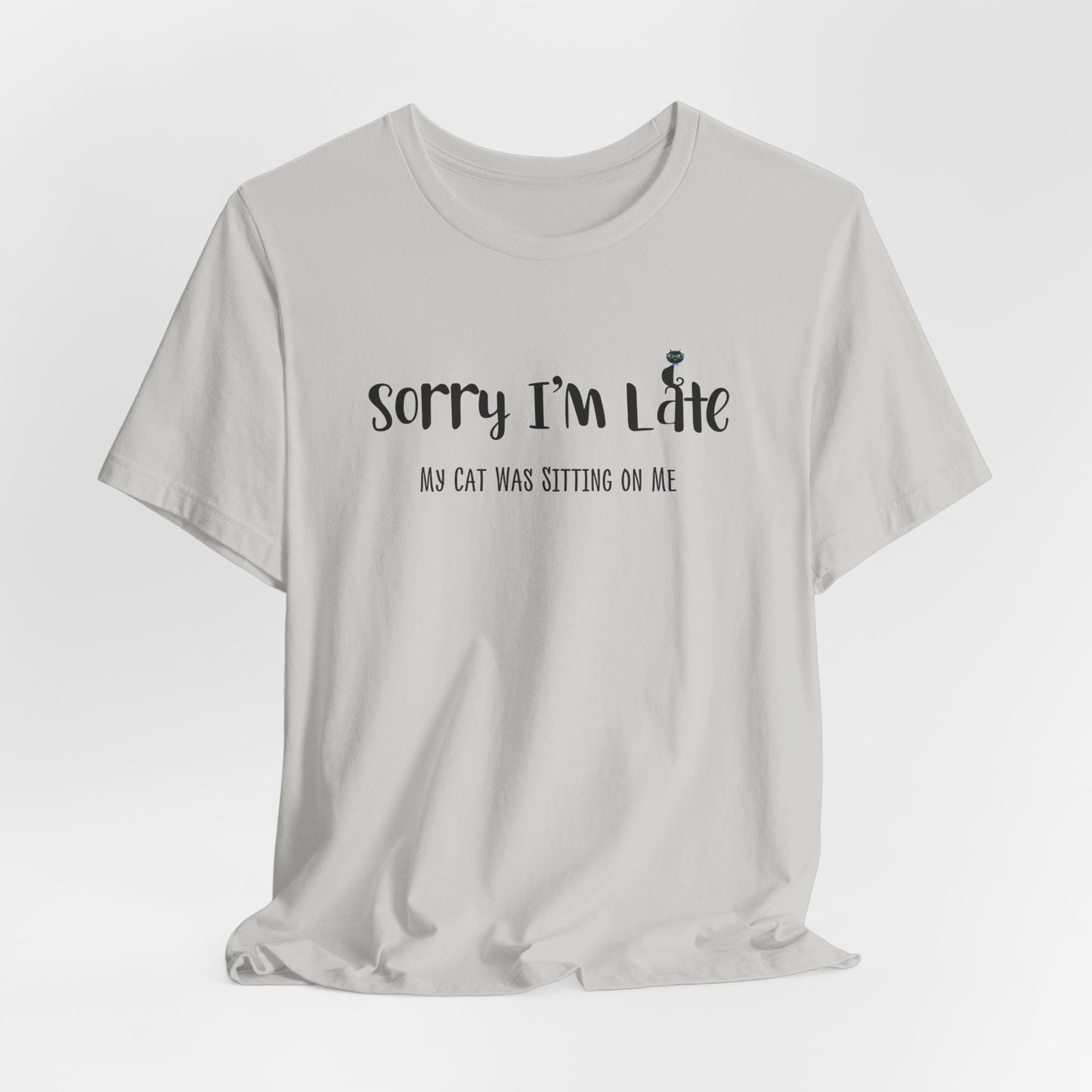 Silver my_cat_was_sitting_on_me_T-shirt_unisex Crew Neck
