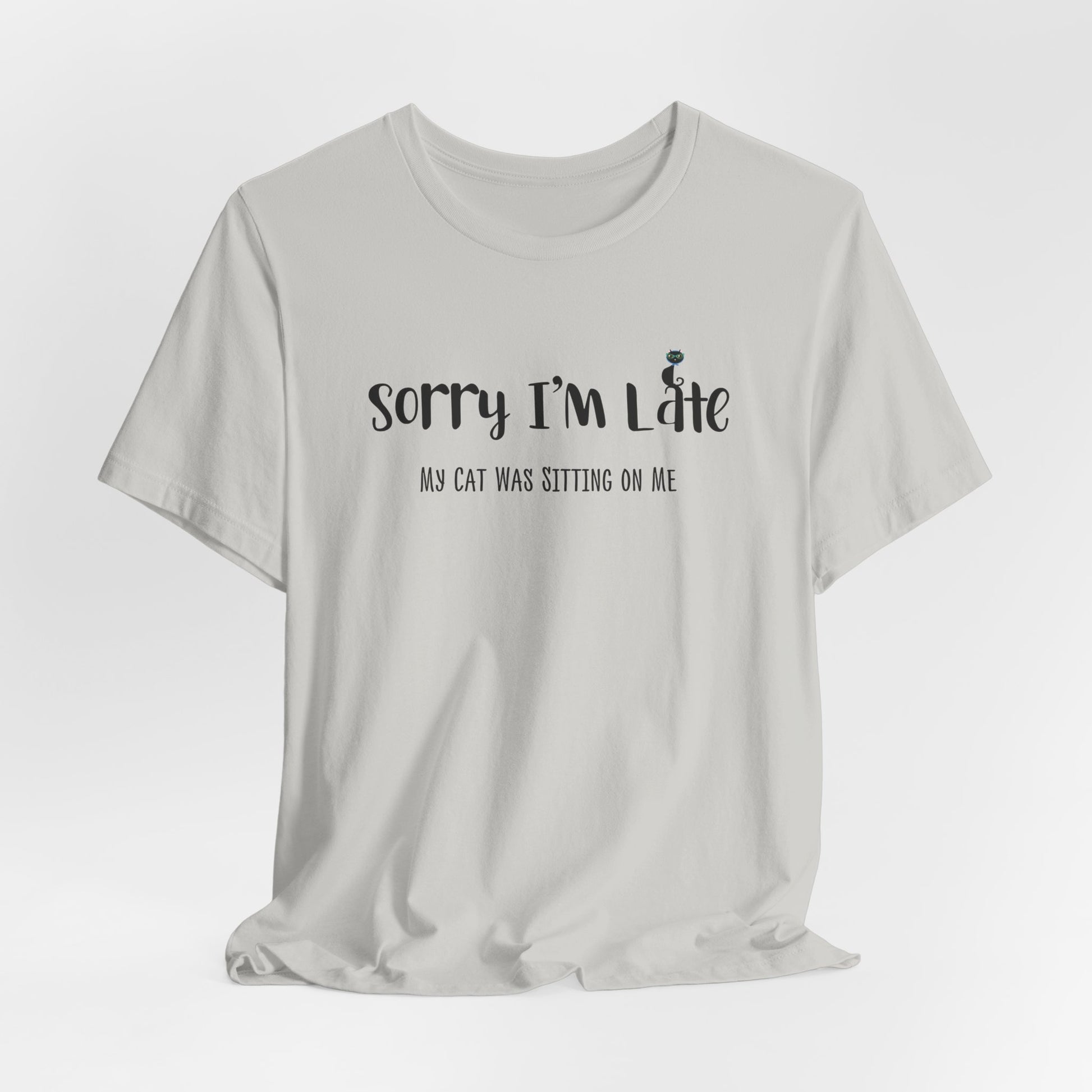 Silver my_cat_was_sitting_on_me_T-shirt_unisex Crew Neck