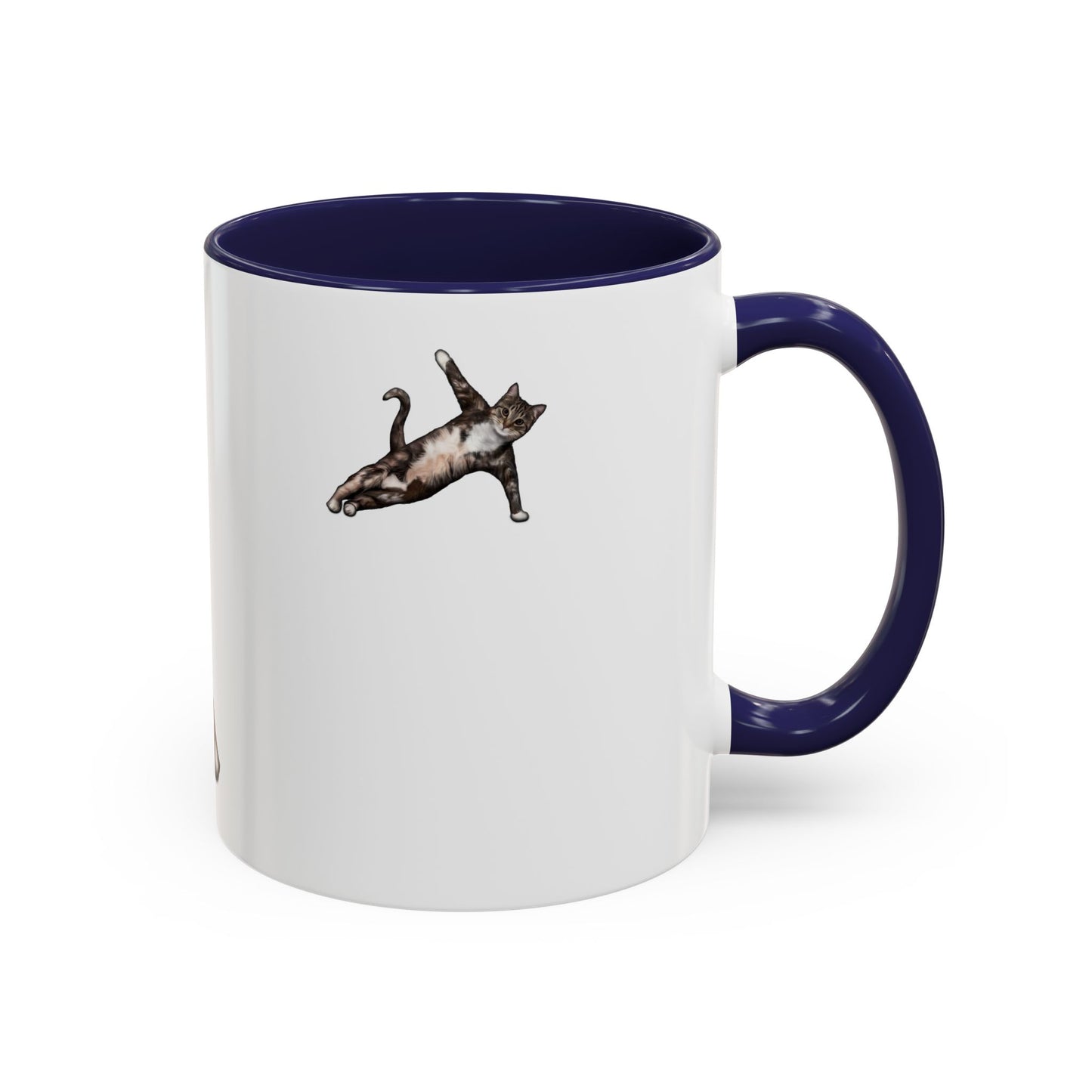 Mug with an illustration of a cat in a yoga pose