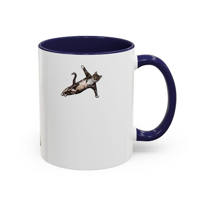 Mug with an illustration of a cat in a yoga pose