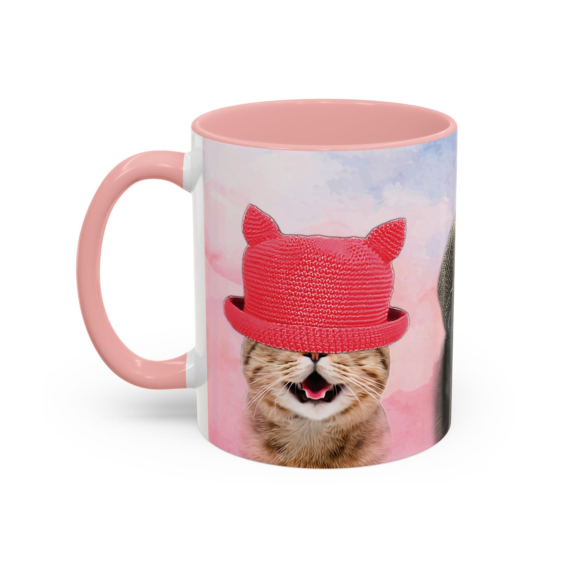 Mug with cats wearing hats design. 