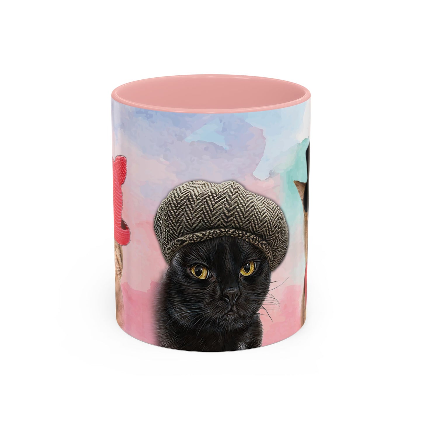 Mug with cats wearing hats design. 