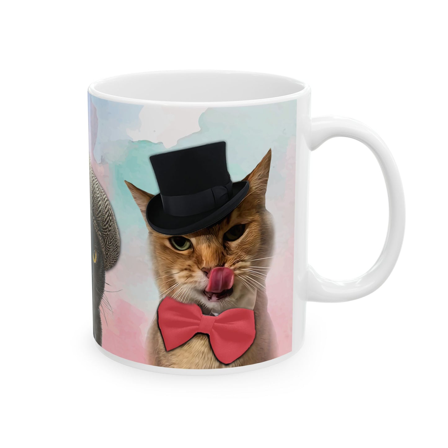 Mug with three cats wearing hats design