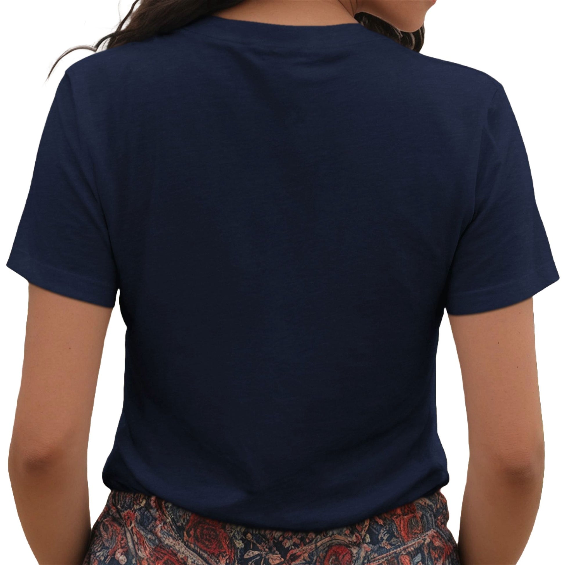 Navy Drinking Cat T-Shirt Unisex V-Neck