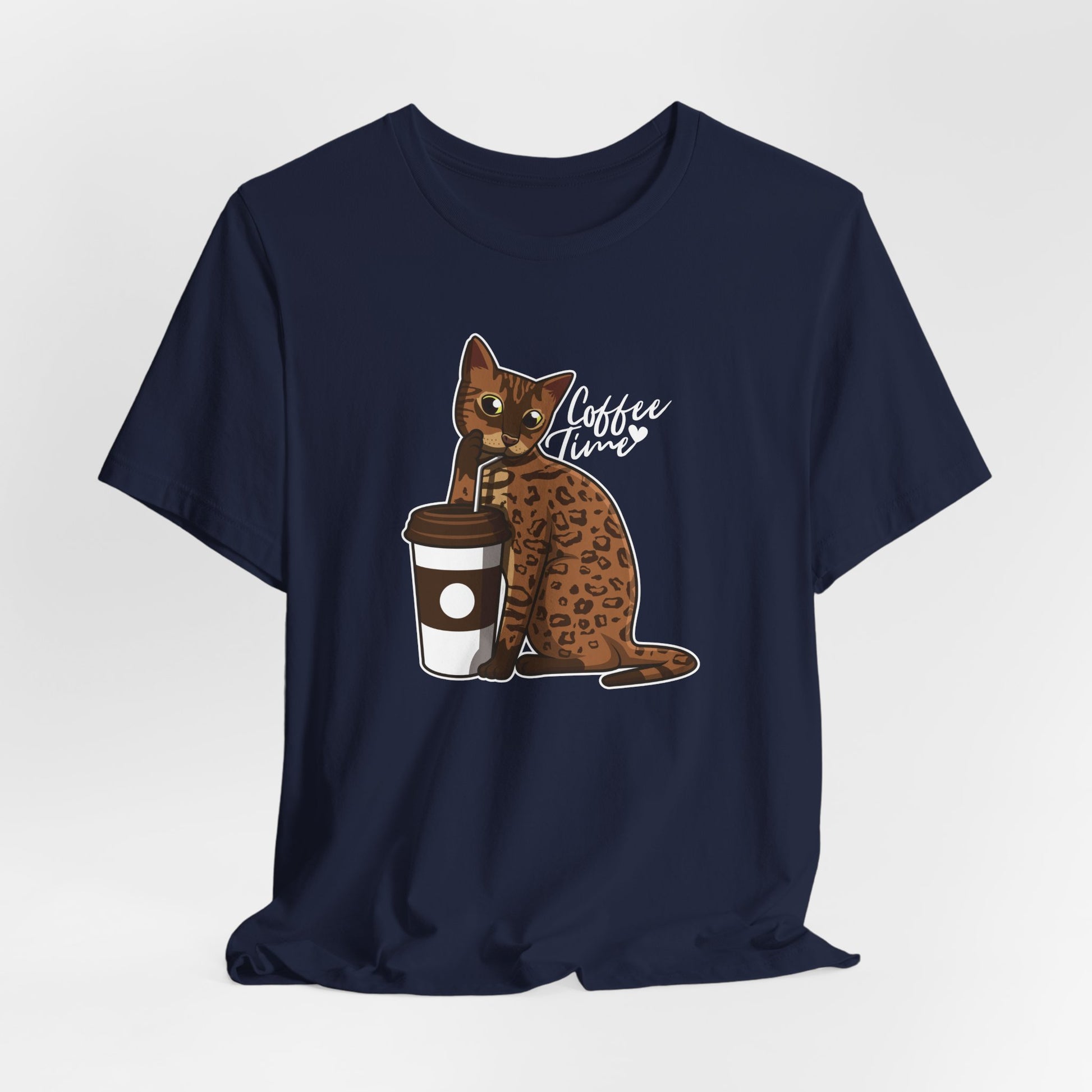Navy Drinking Cat T-Shirt Unisex