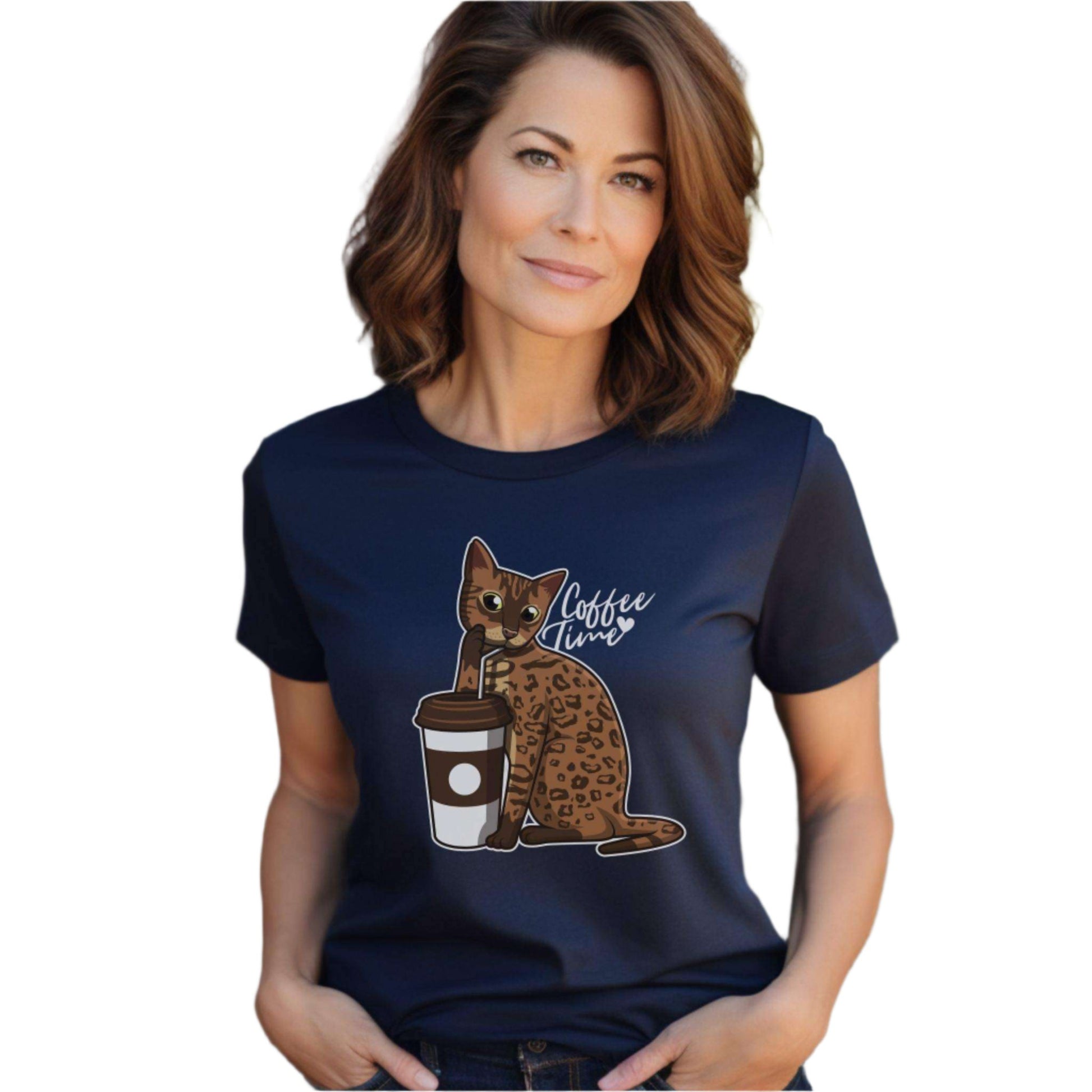 Navy Drinking Cat T-Shirt Unisex