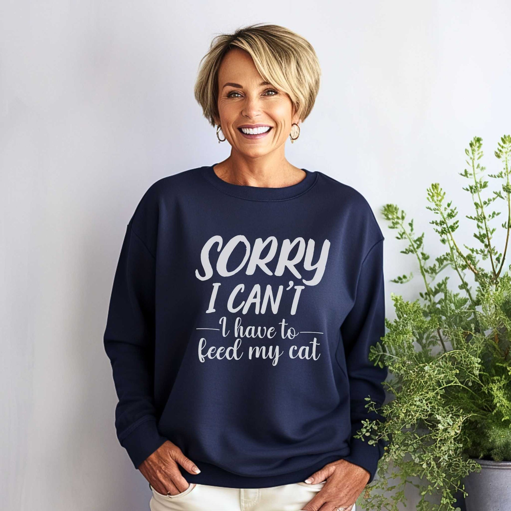 Navy Feed My Cat Crewneck Sweater Unisex