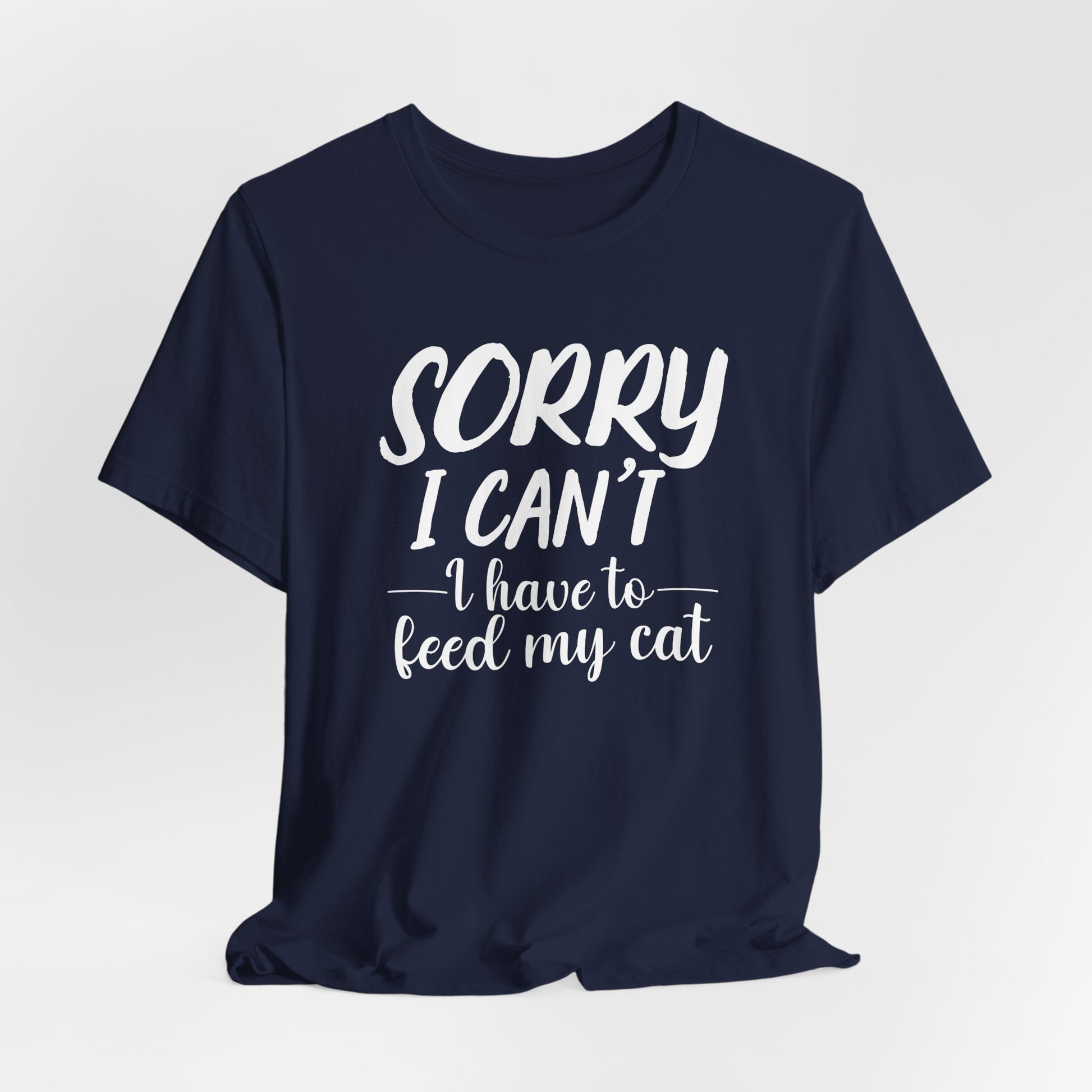 Navy Feed My Cat T-Shirt Unisex Crew Neck