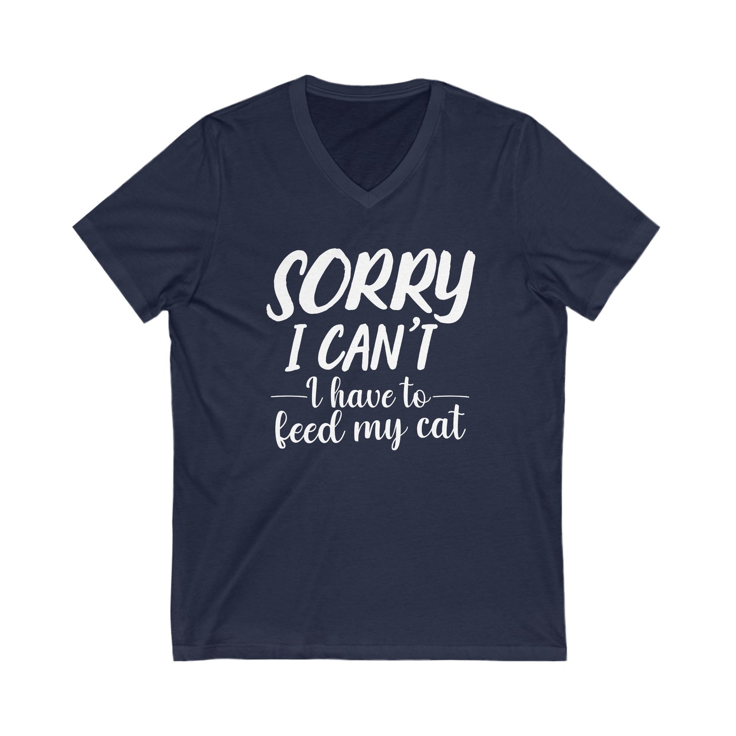 Navy Feed My Cat V-Neck T-Shirt Unisex
