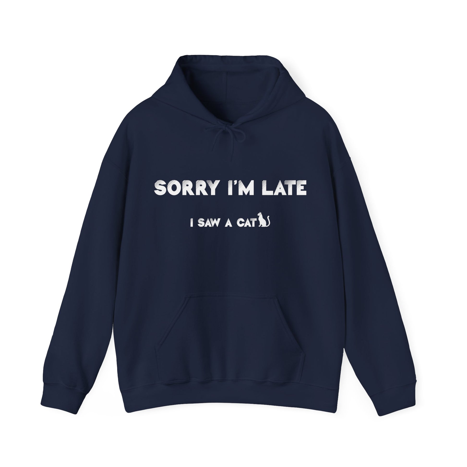 Navy I Saw A Cat Hooded Sweatshirt Unisex