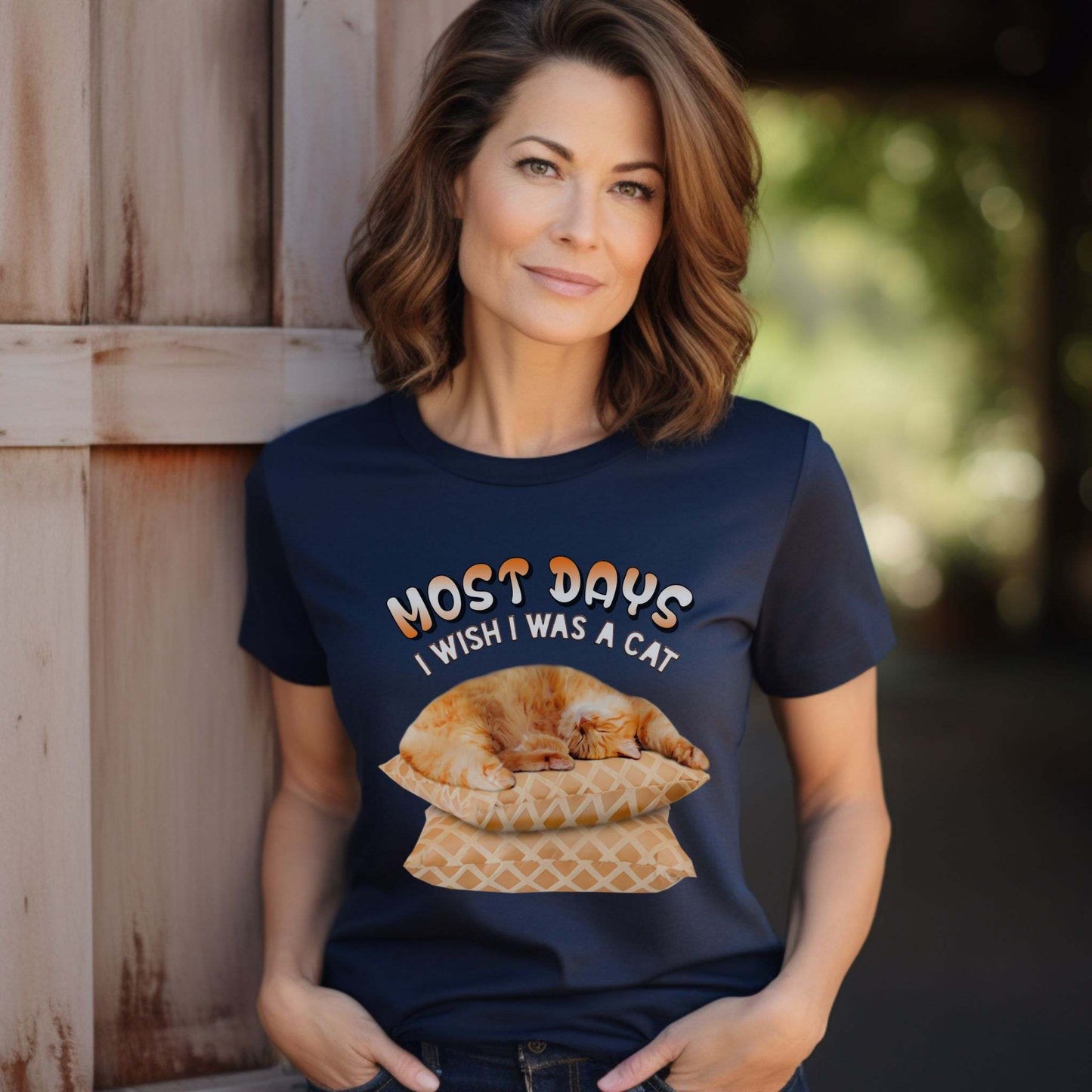Navy Most Days Cat T-Shirt Unisex Crew Neck