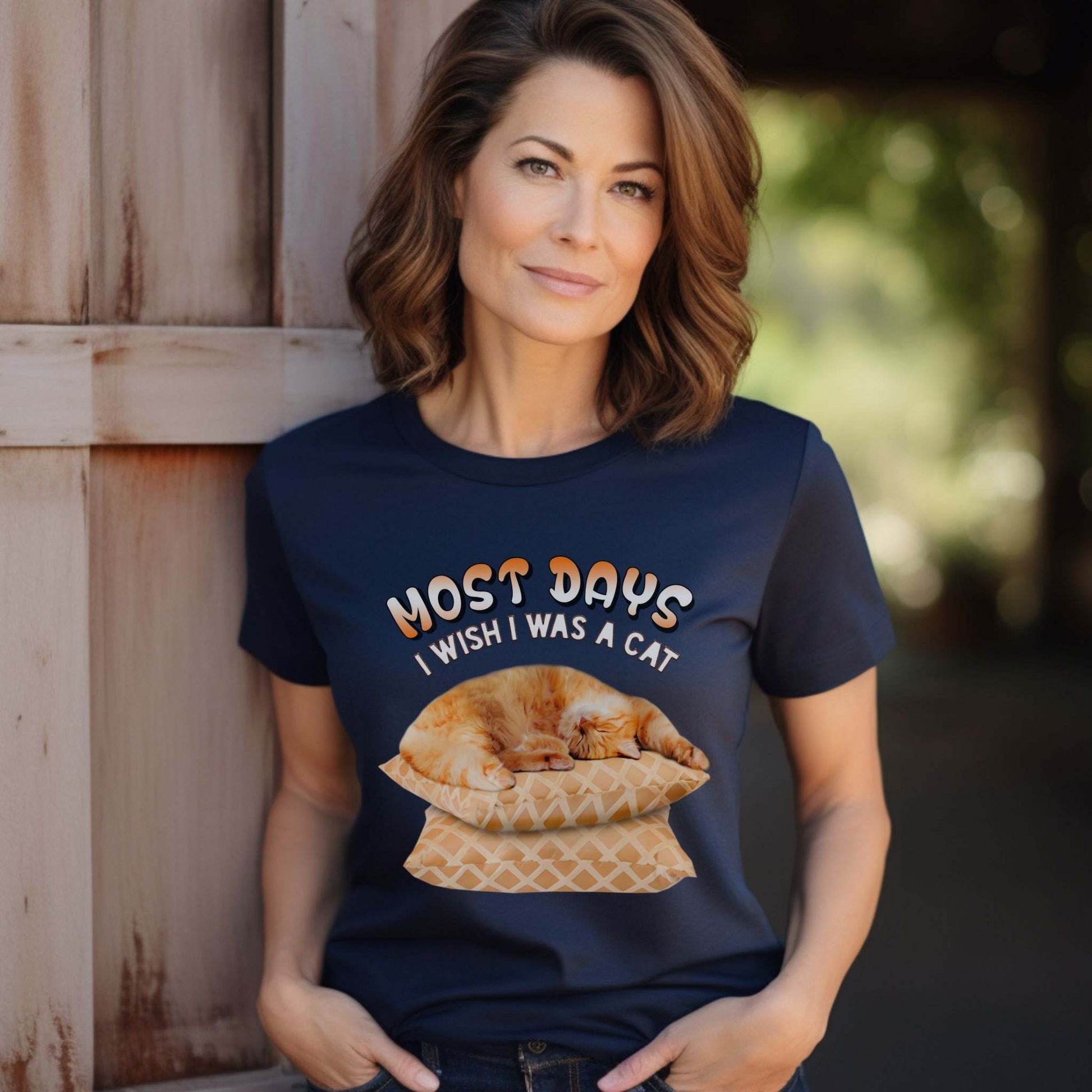 Navy Most Days Cat T-Shirt Unisex Crew Neck