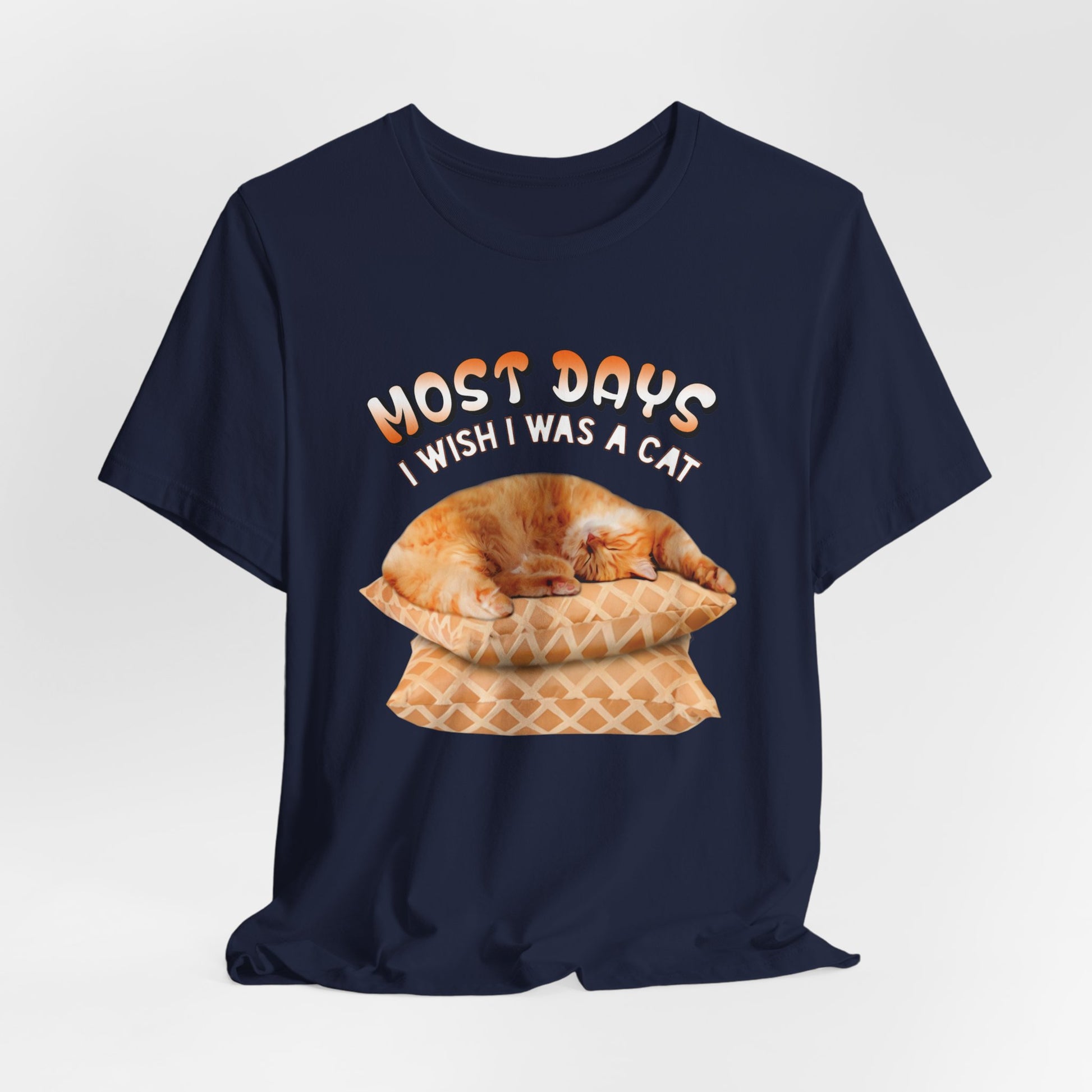 Navy Most Days Cat T-Shirt Unisex Crew Neck