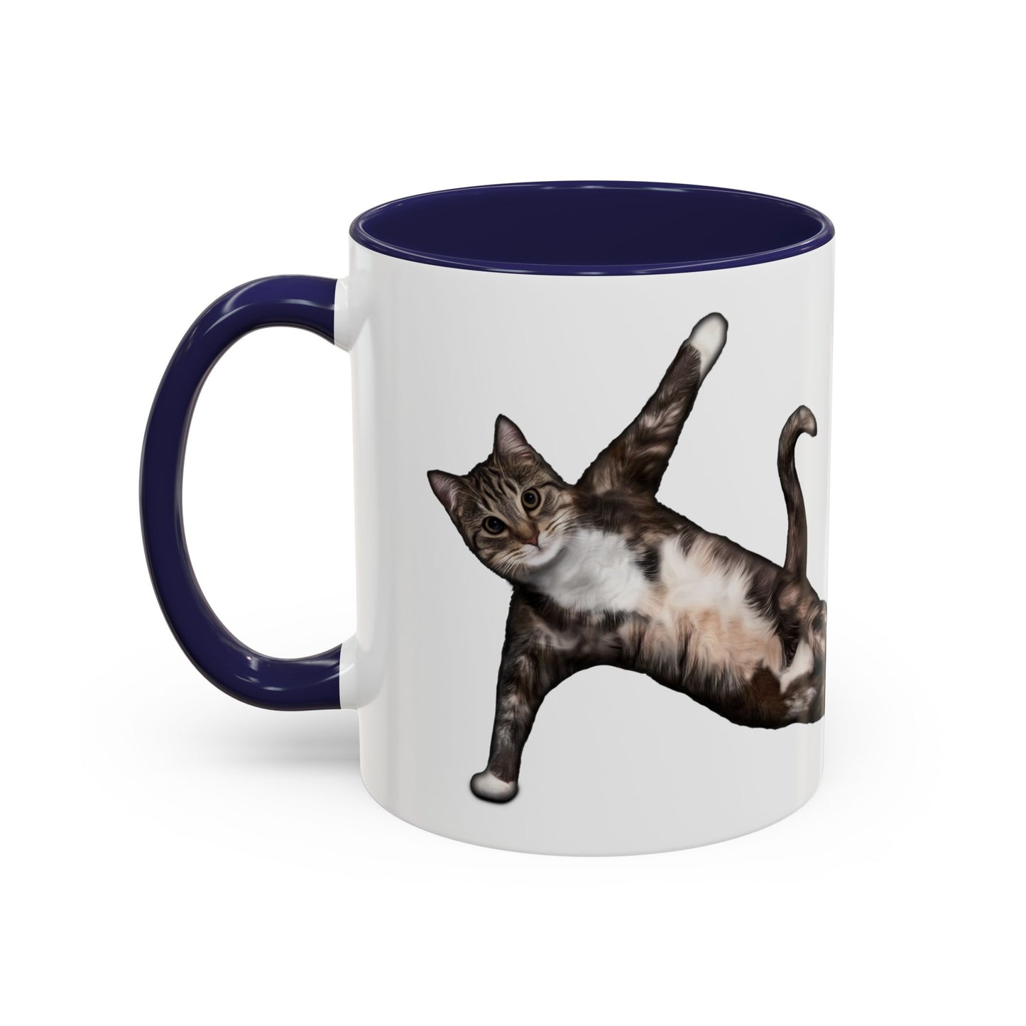 Mug with an illustration of a cat in a yoga pose