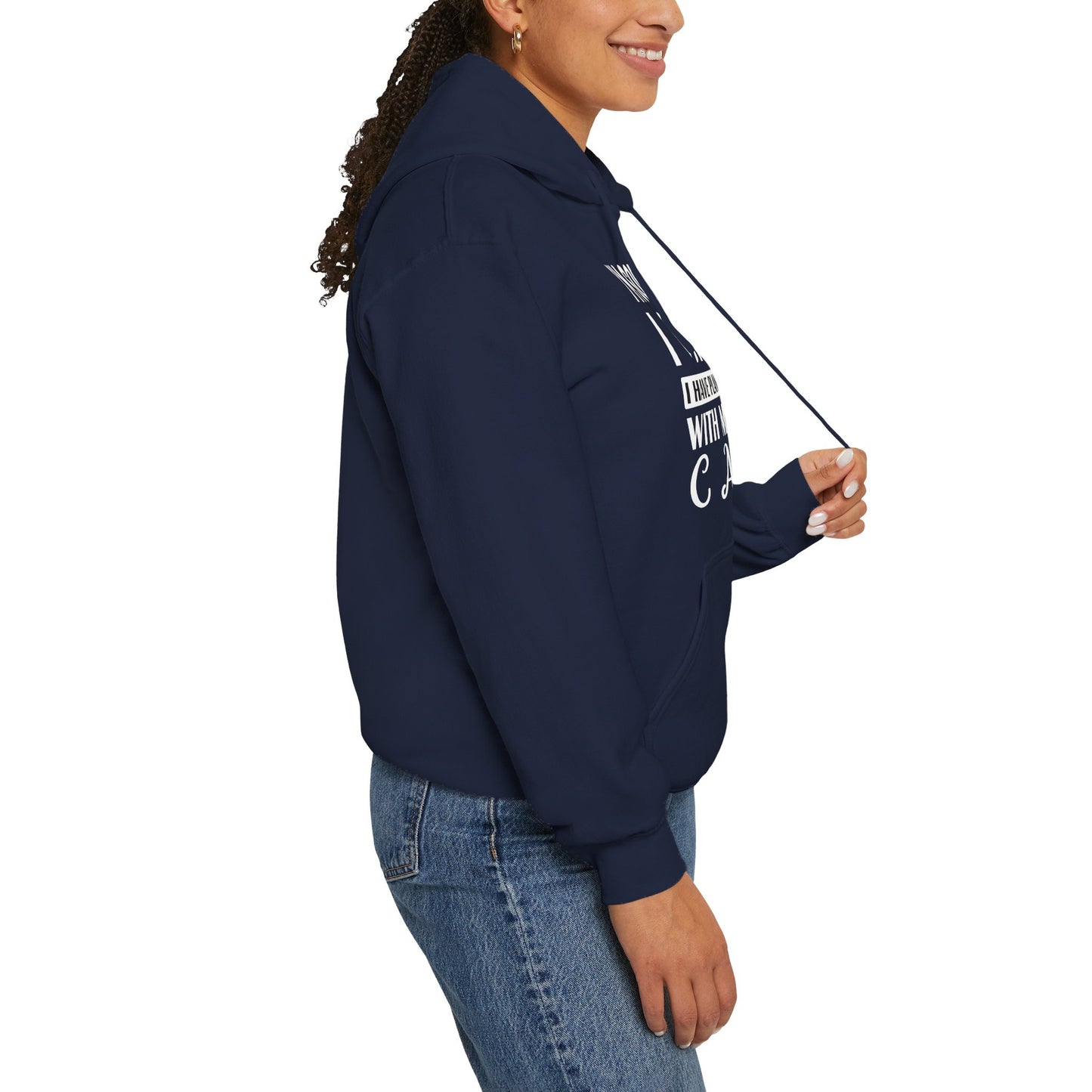 Navy Plans With My Cat Hooded Sweatshirt Unisex