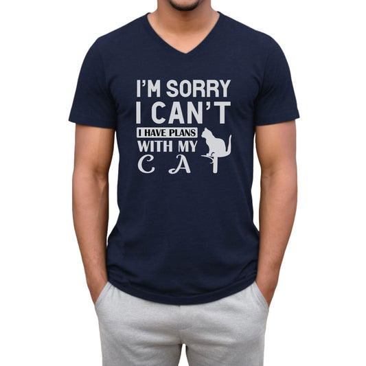 Navy Plans With My Cat T-Shirt Unisex V-Neck