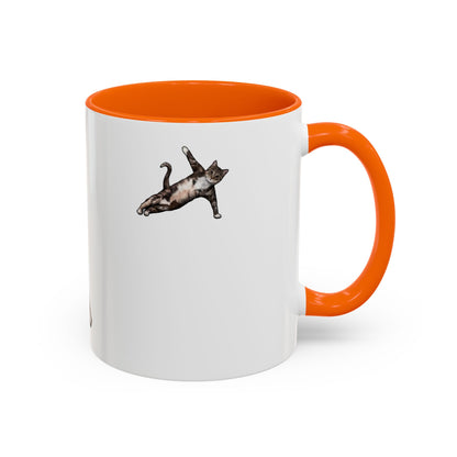 Mug with an illustration of a cat in a yoga pose