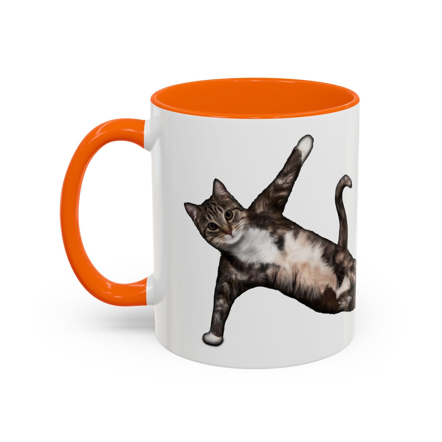 Mug with an illustration of a cat in a yoga pose