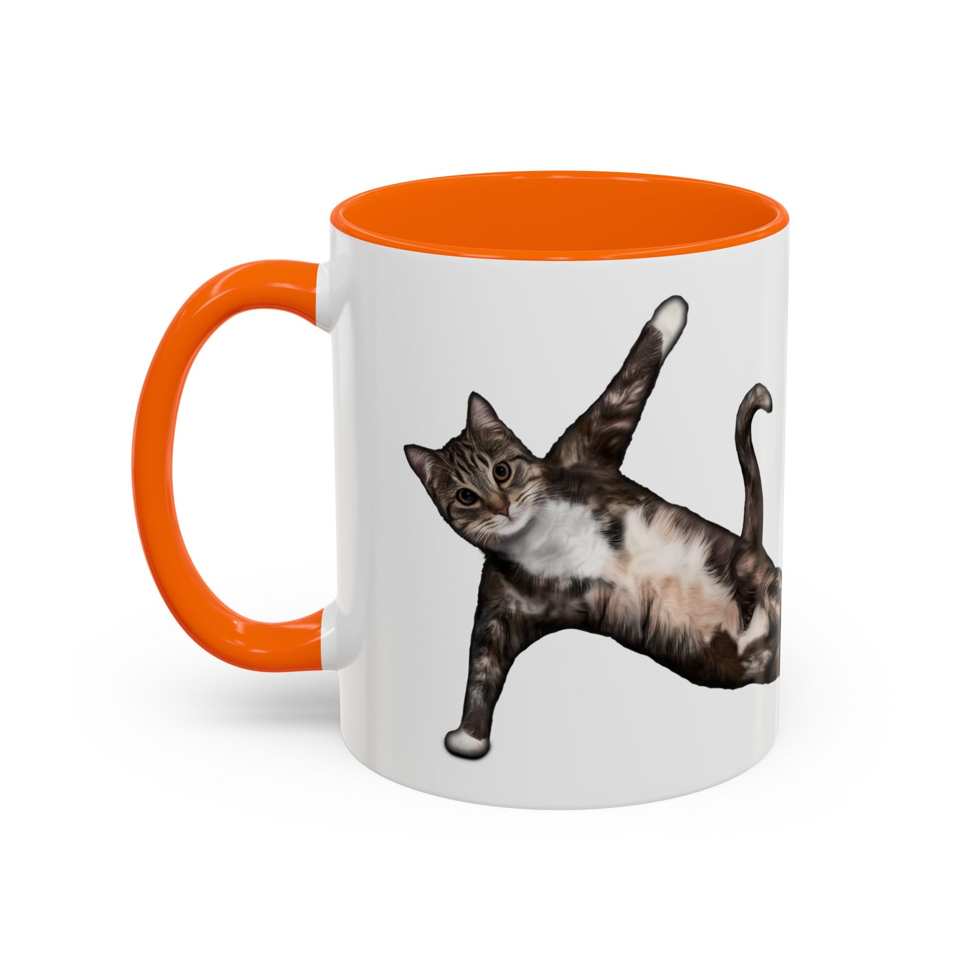 Mug with an illustration of a cat in a yoga pose