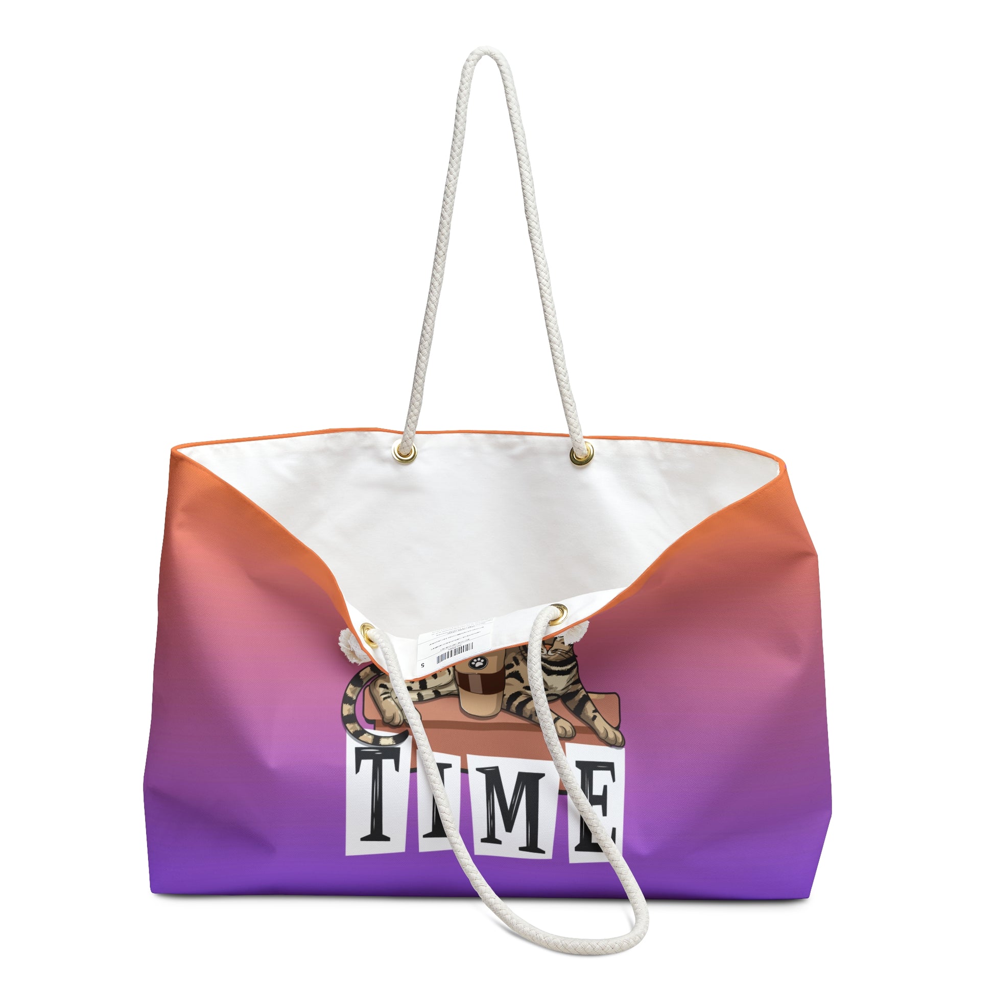 Bengal Cat & Coffee Themed Weekender Tote Bag