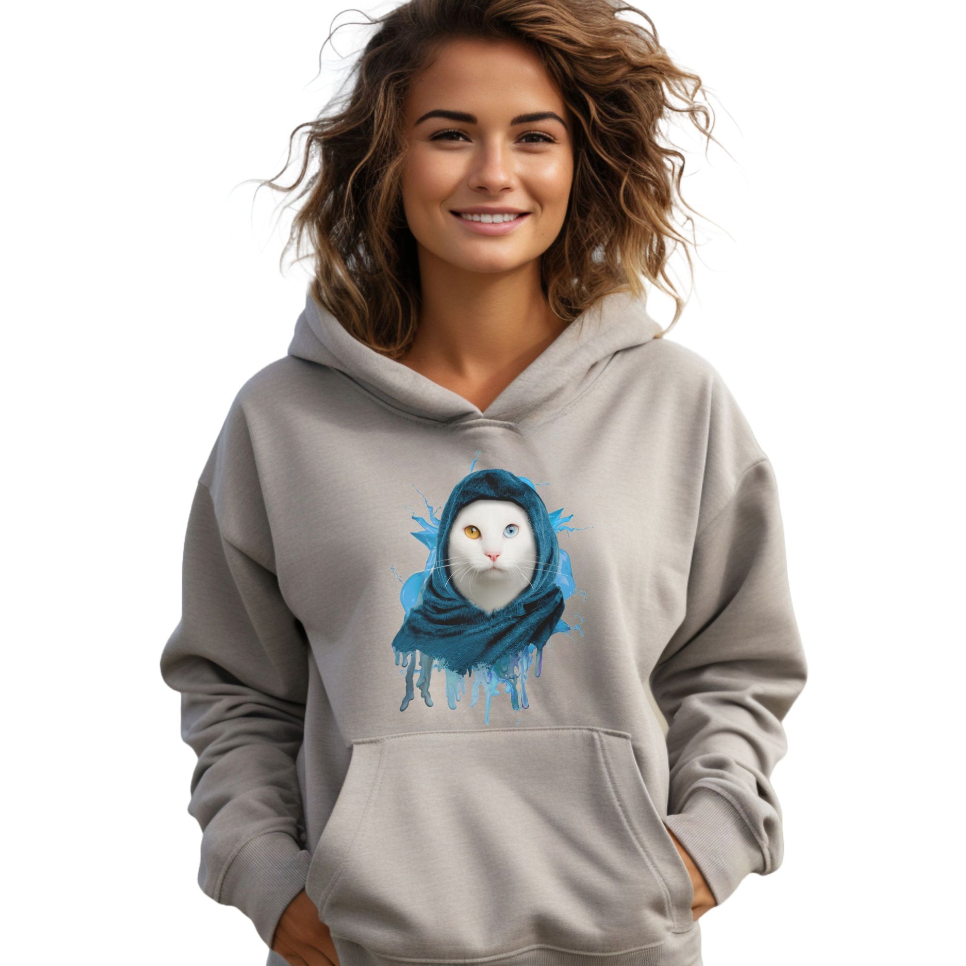 Oyster Headscarf Cat Themed Hooded Sweatshirt Unisex