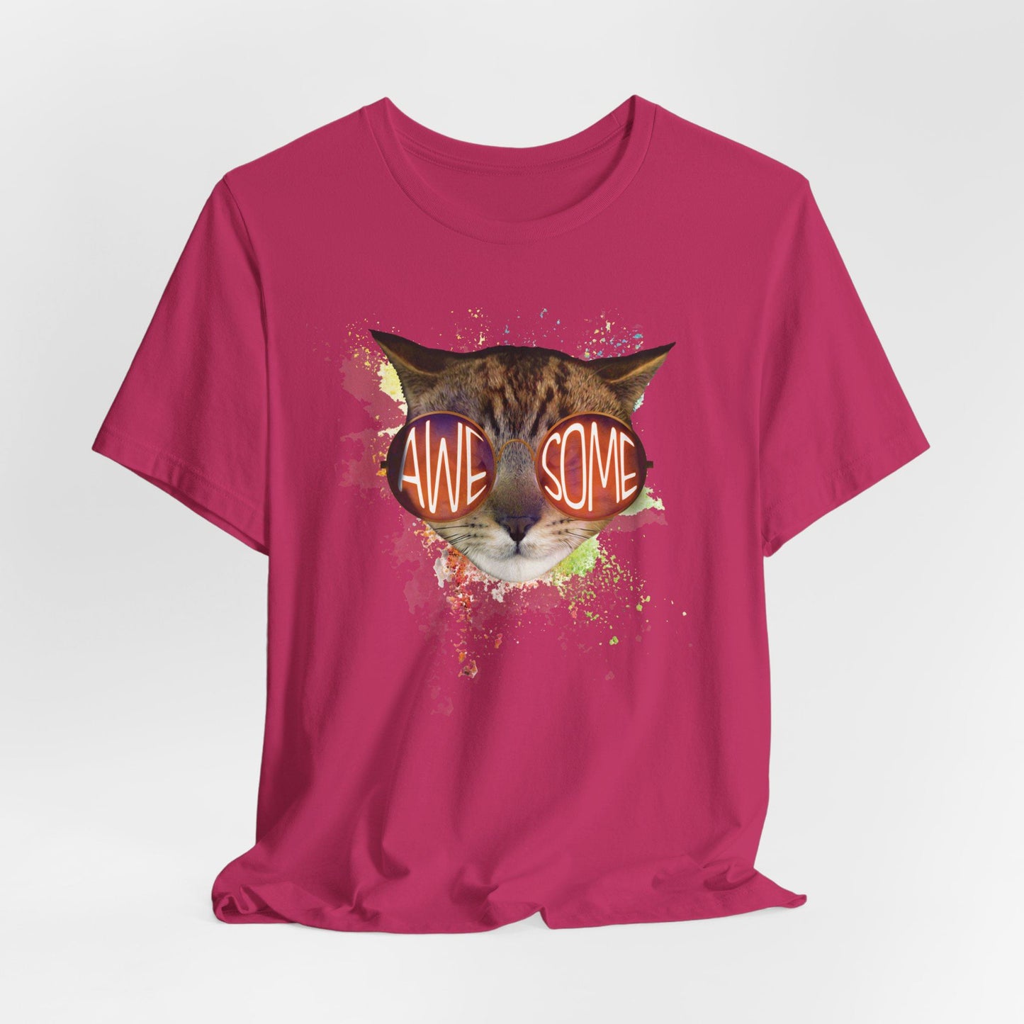 Berry Awesome Cat T-Shirt Crew Neck Unisex