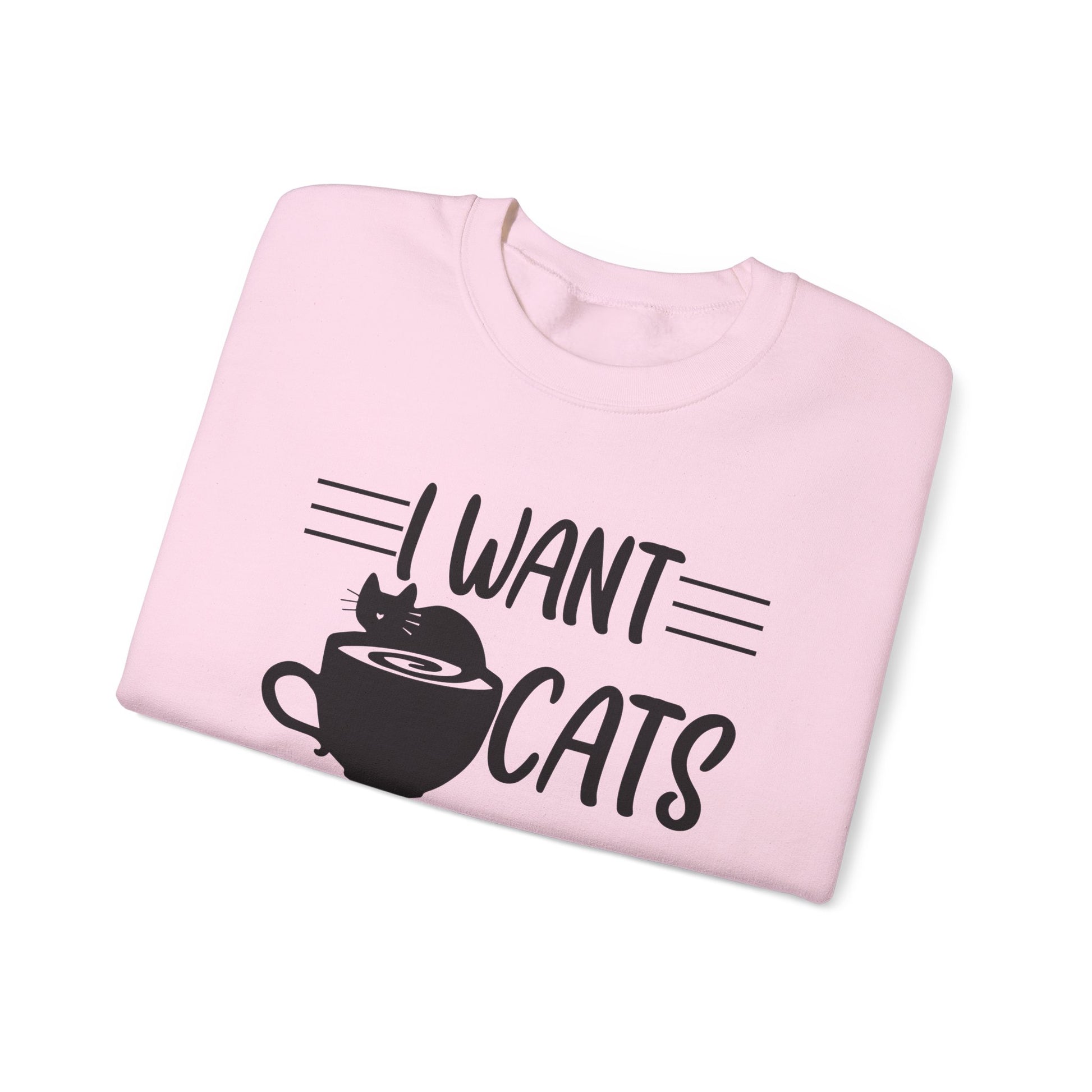 Pale Pink Cats Cake & Coffee Crewneck Unisex Sweatshirt