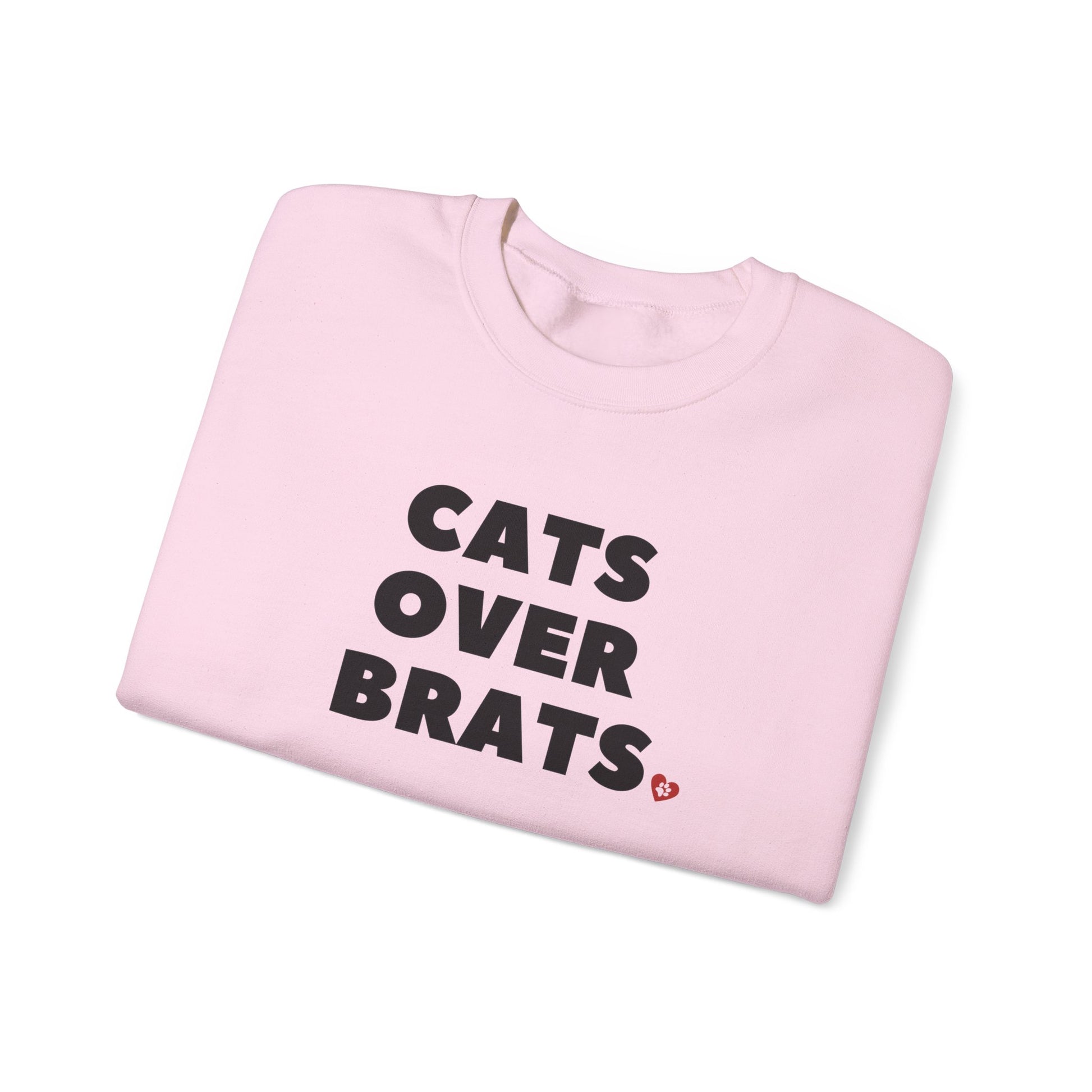 Pale Pink Cats Over Brats Crewneck Unisex Sweatshirt
