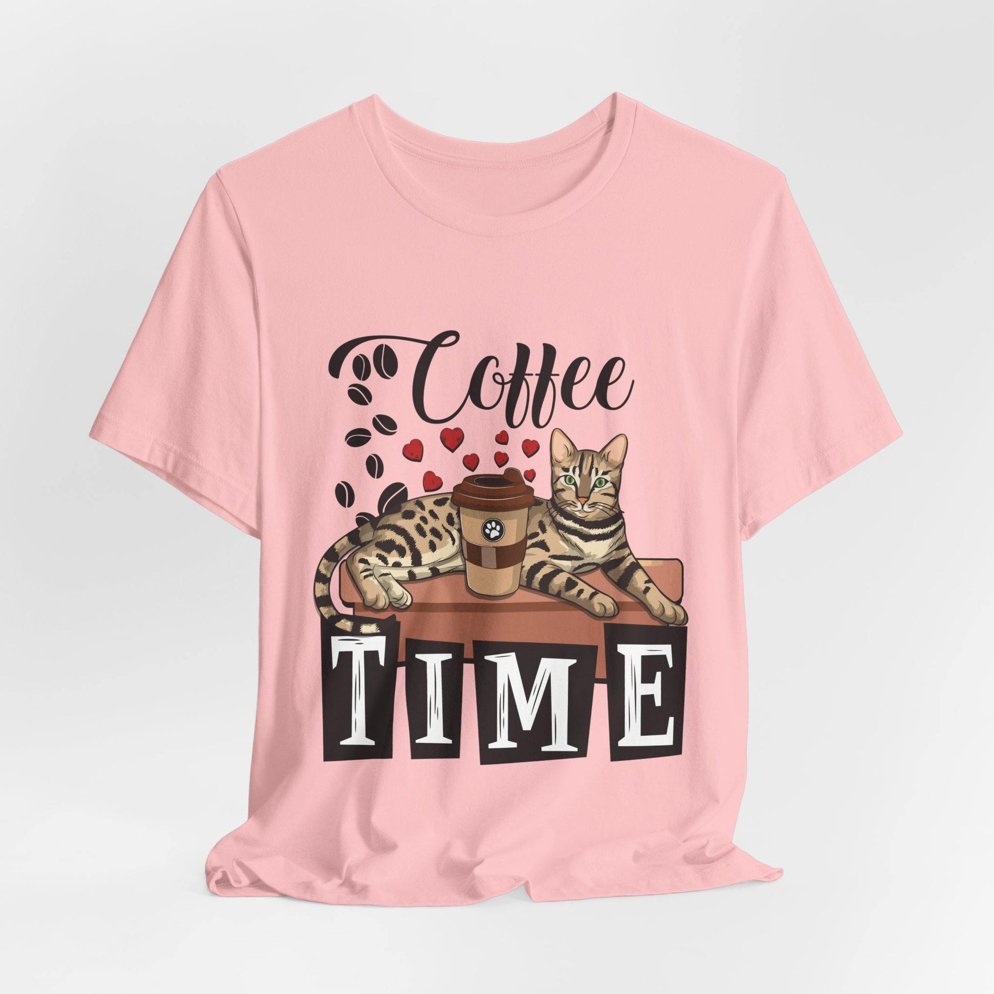 Pink Coffee_Beans_Love_Hearts_T-Shirt_Unisex Bengal Cat