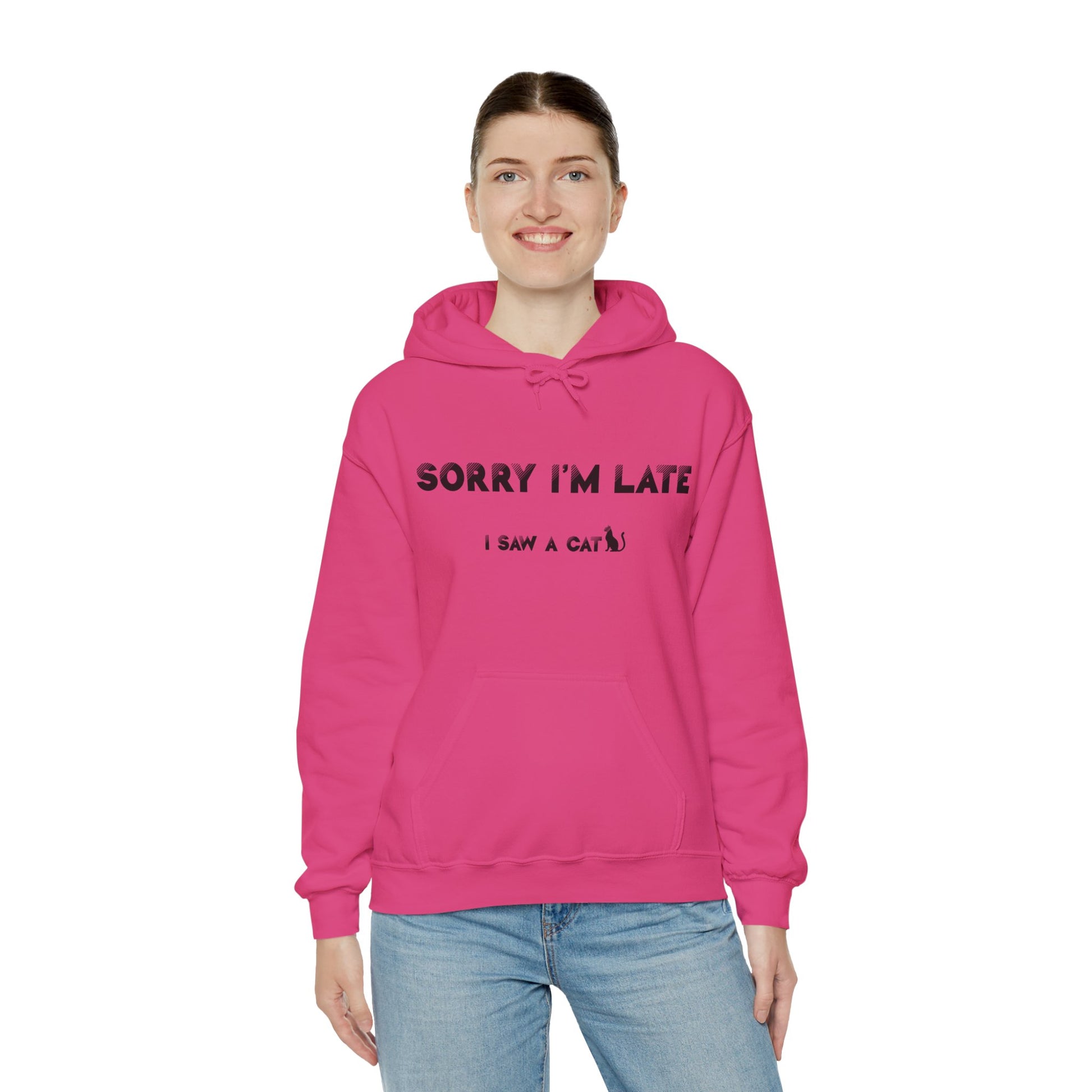 Hot Pink I Saw A Cat Hooded Sweatshirt Unisex