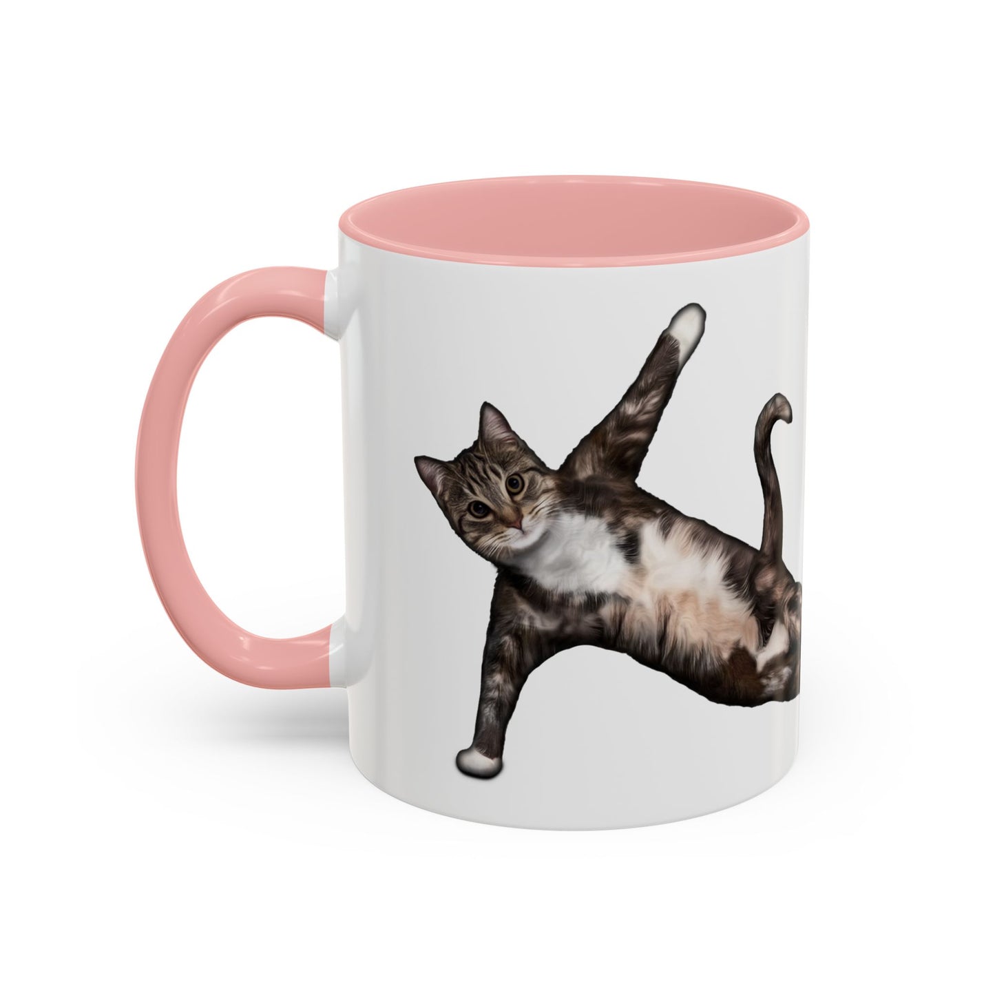 Mug with an illustration of a cat in a yoga pose