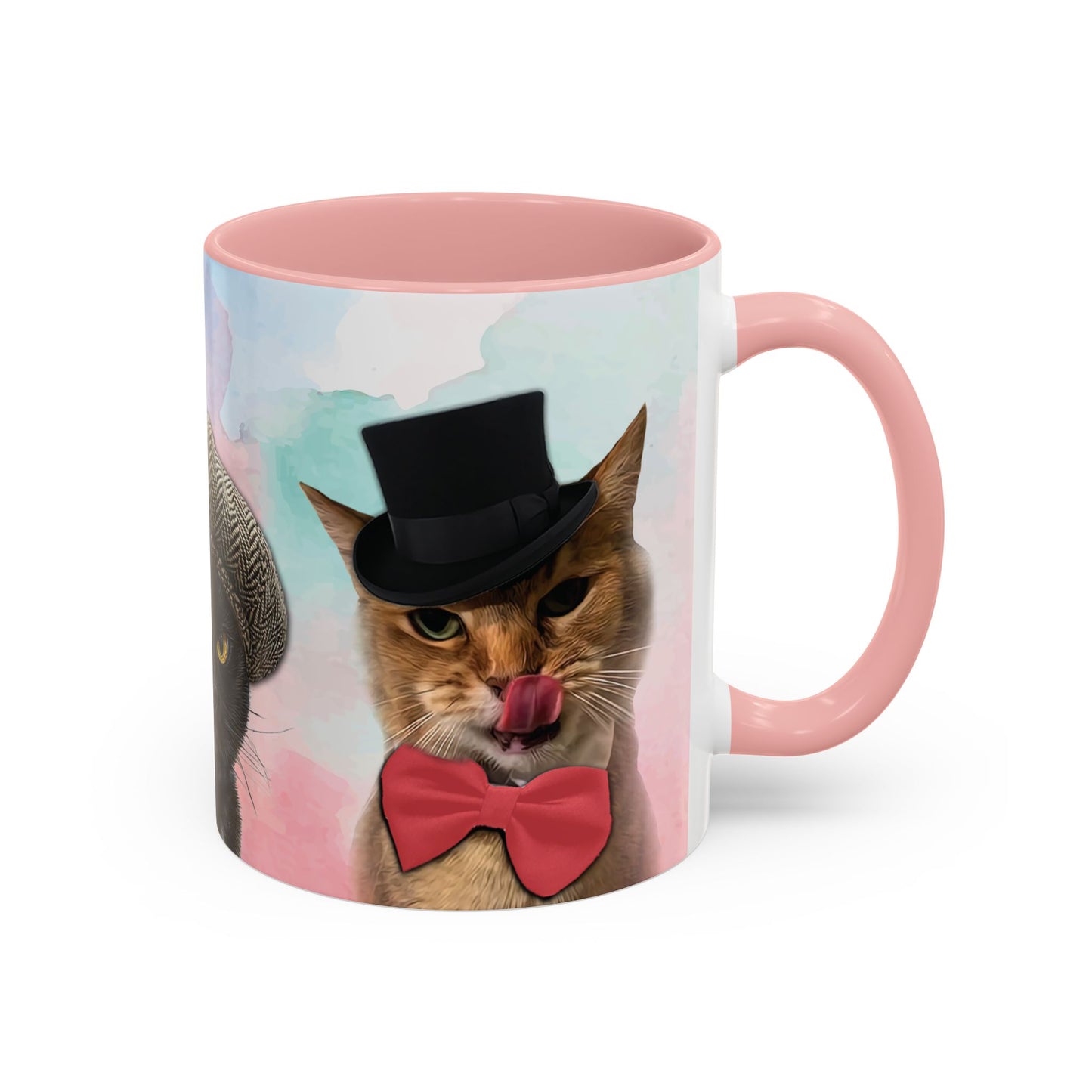 Mug with cats wearing hats design. 
