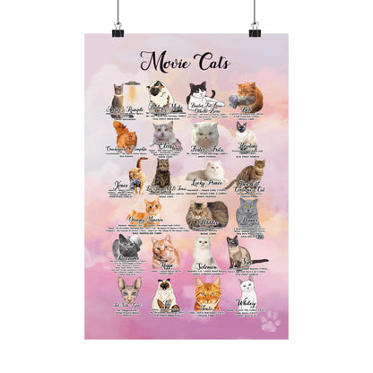 Poster of illustrated movie cats, cat themed wall art.