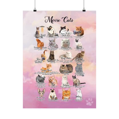 Poster of illustrated movie cats, cat themed wall art.