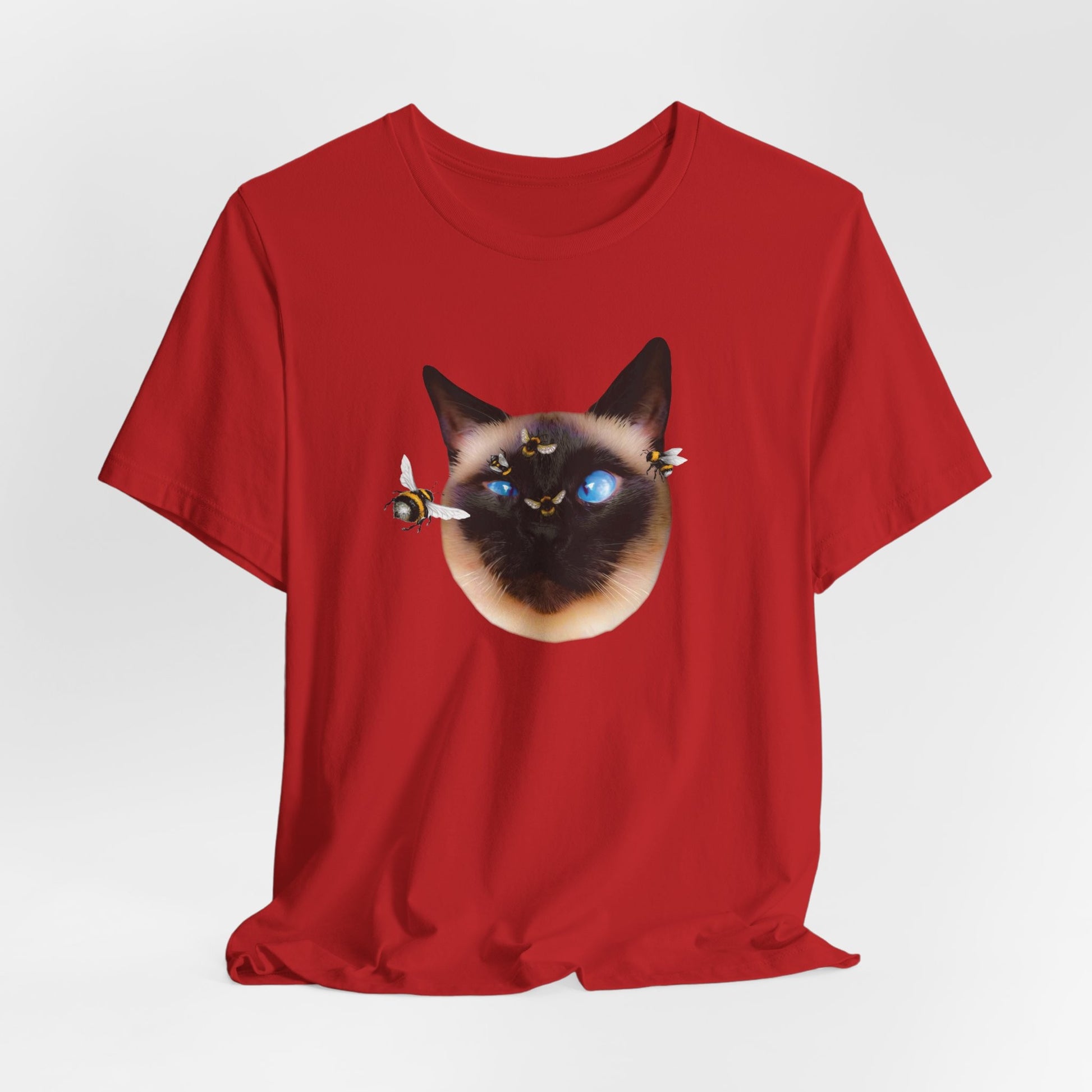 Red Buzz_Off_Siamese_Cat_T-Shirt Unisex Crew Neck