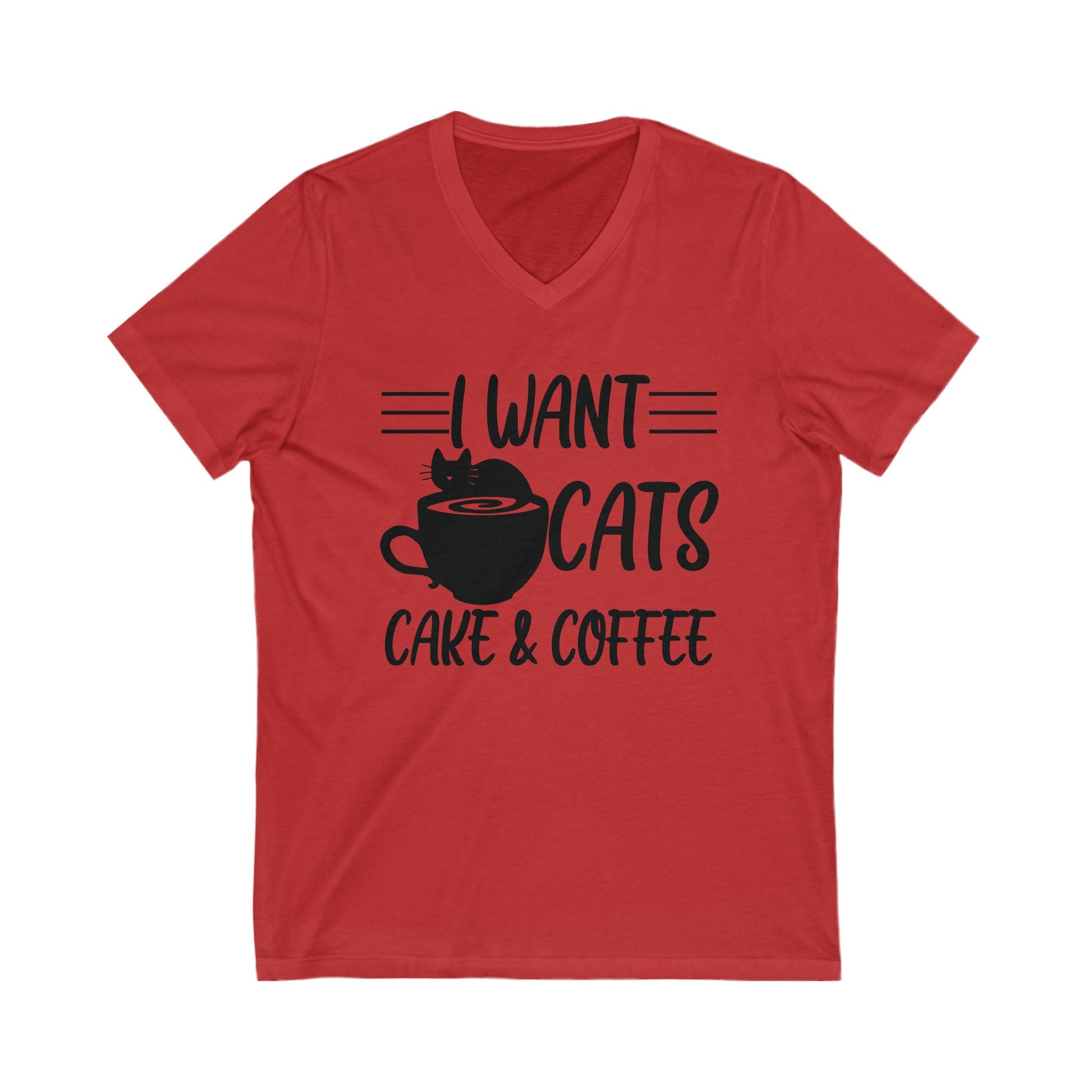 Red Cats Coffee & Cake V-Neck T-Shirt Unisex