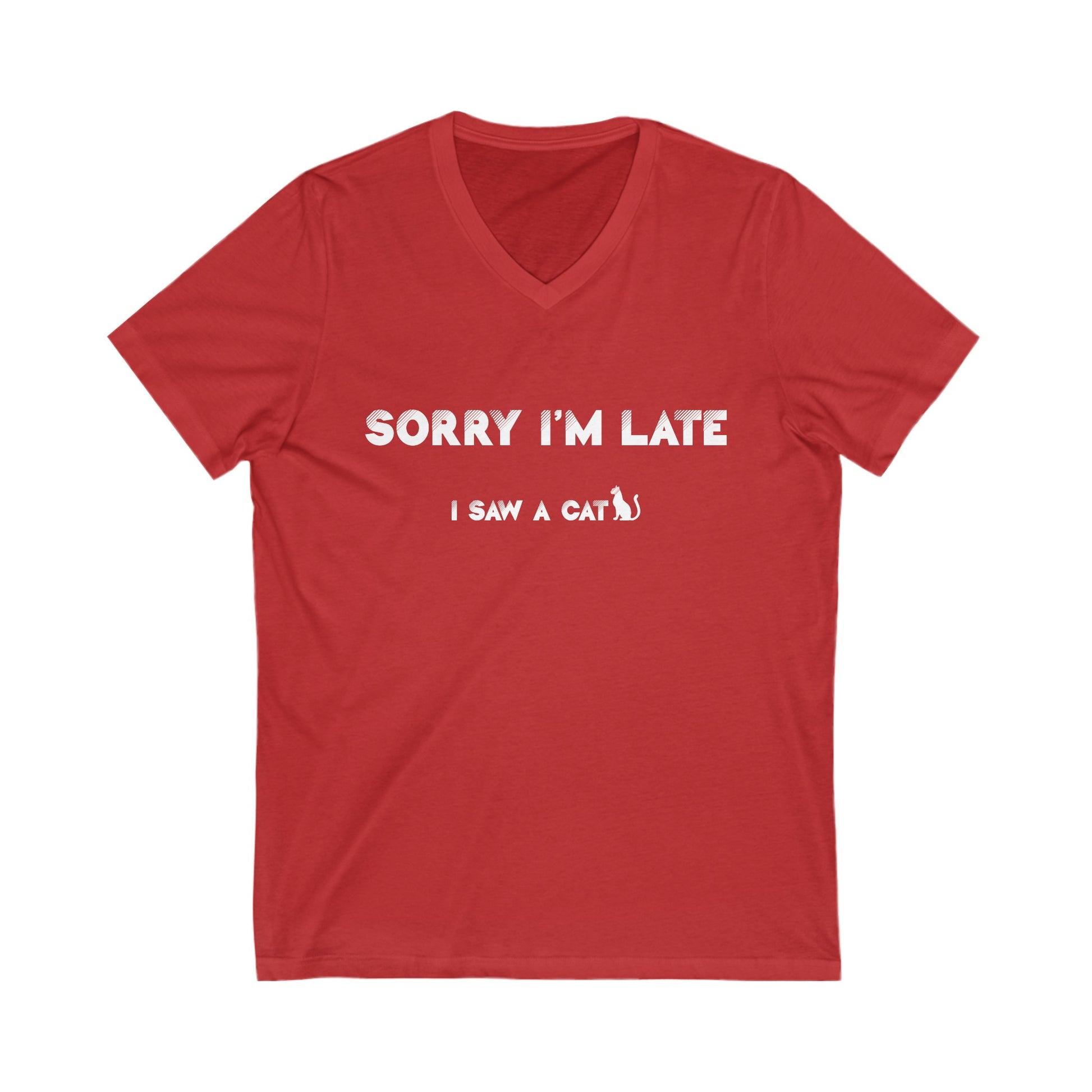 Red I Saw A Cat V-Neck Unisex T-Shirt