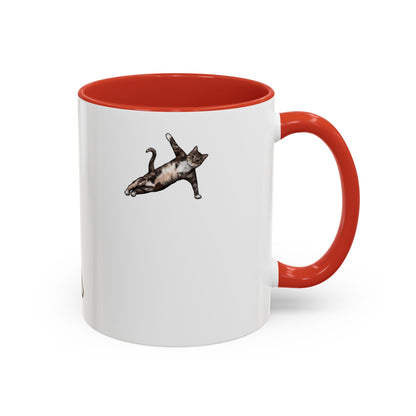 Mug with an illustration of a cat in a yoga pose