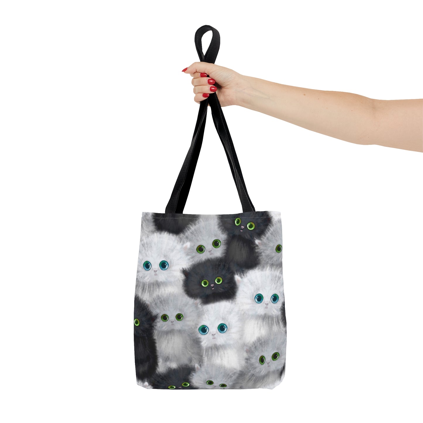 Tote bag with black and white kittens pattern