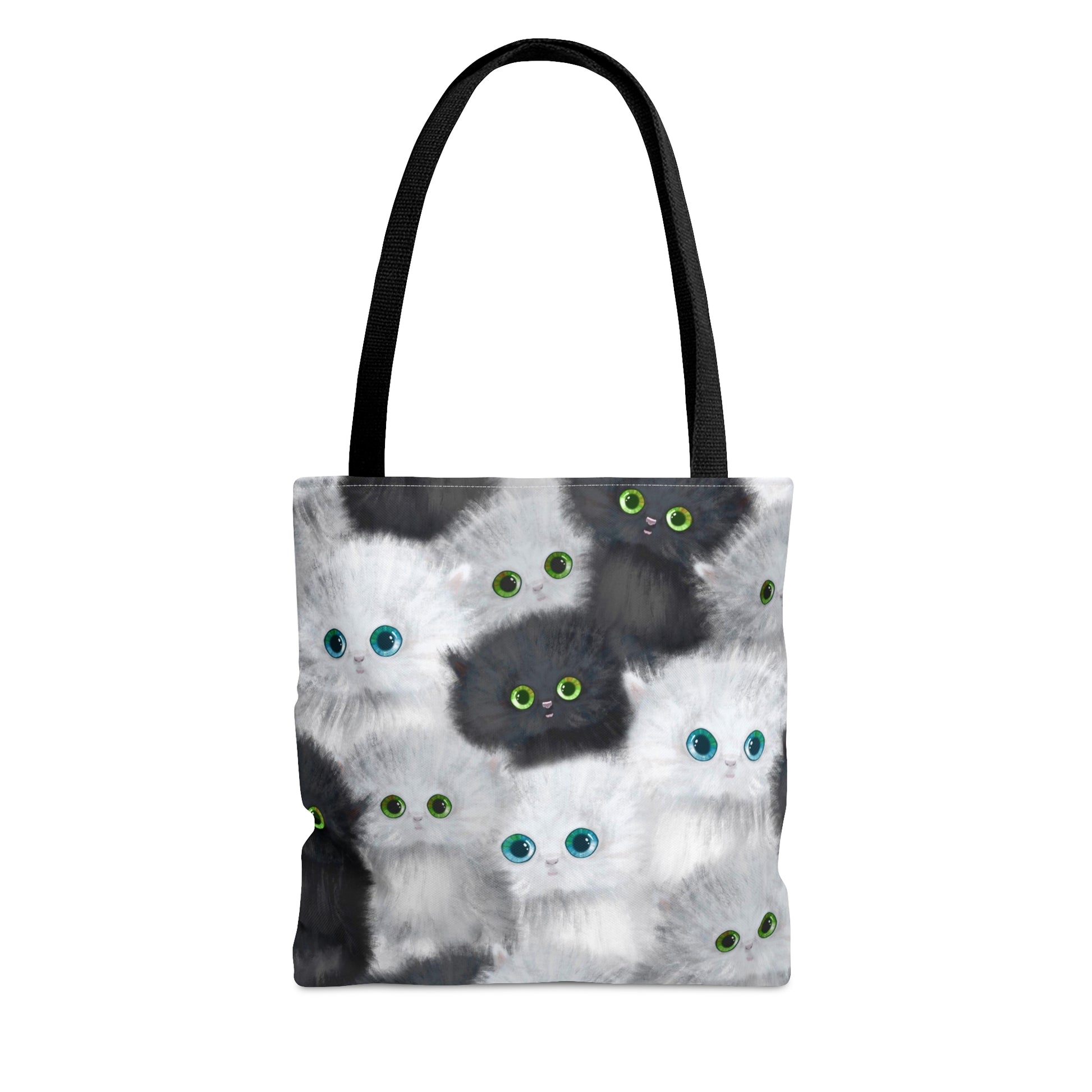 Tote bag with black and white kittens pattern