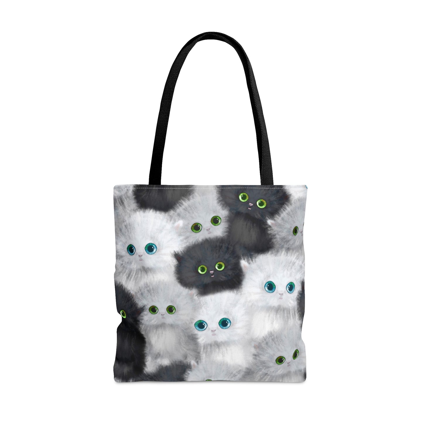 Tote bag with black and white kittens pattern