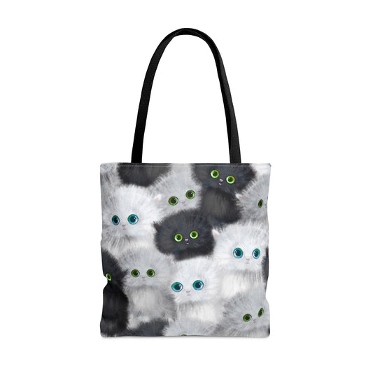 Tote bag with black and white kittens pattern