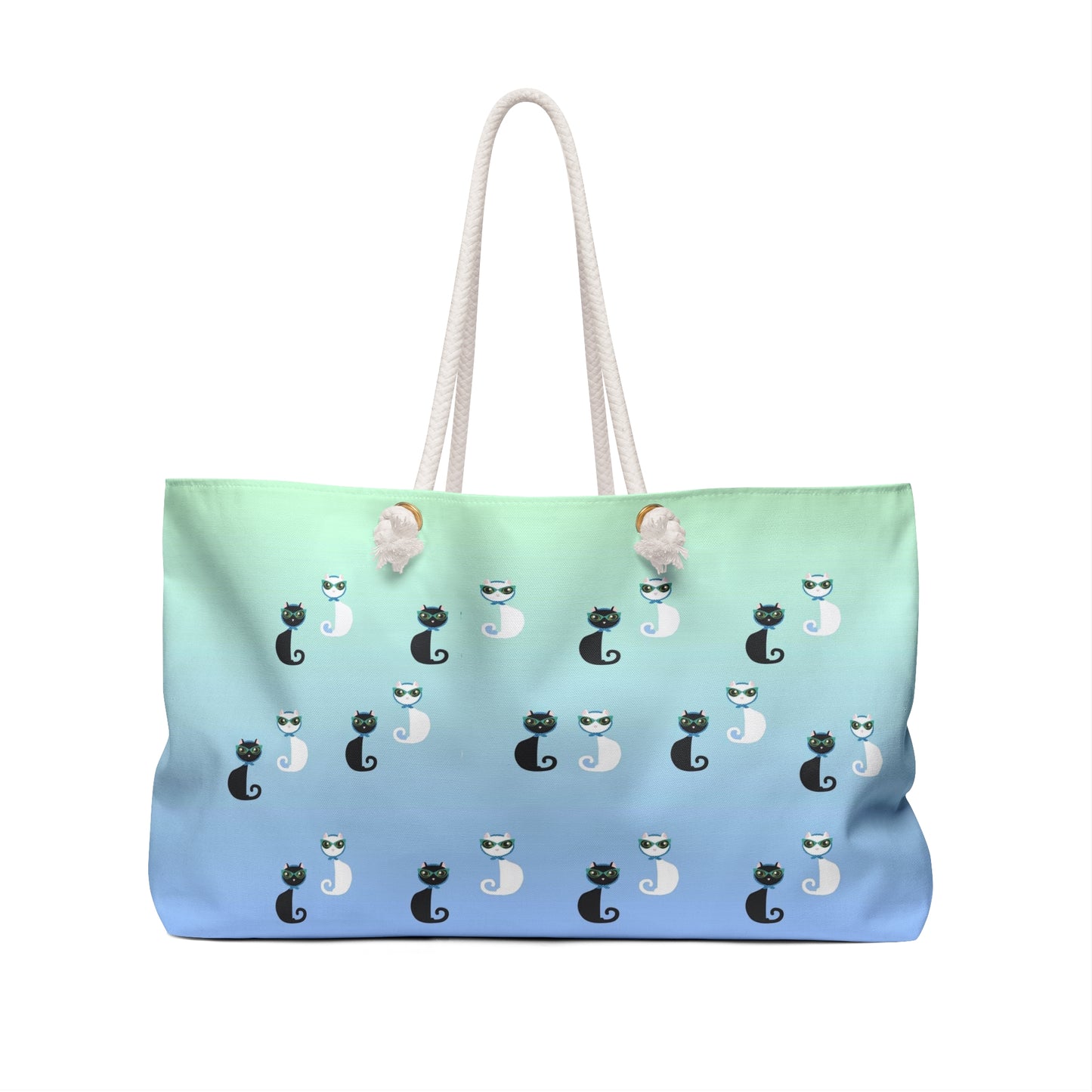 Weekender Tote bag with text 'Sorry I'm Late, My Cat Was Sitting On Me.'  
