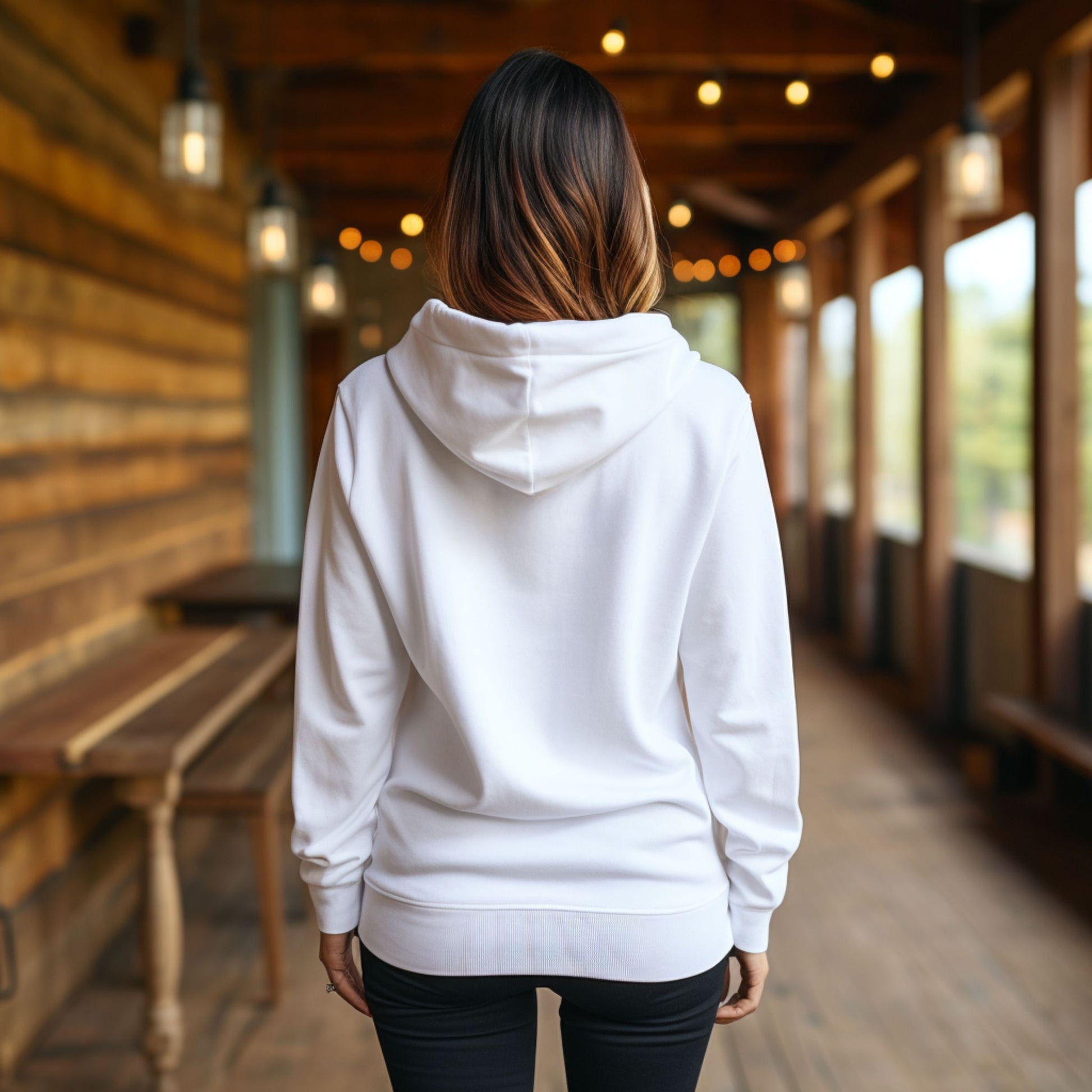 White Cat Themed Love USA Hooded Sweatshirt Unisex