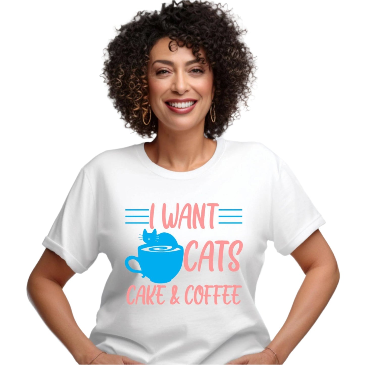 White Cats Cake & Coffee T-Shirt Unisex Crew Neck