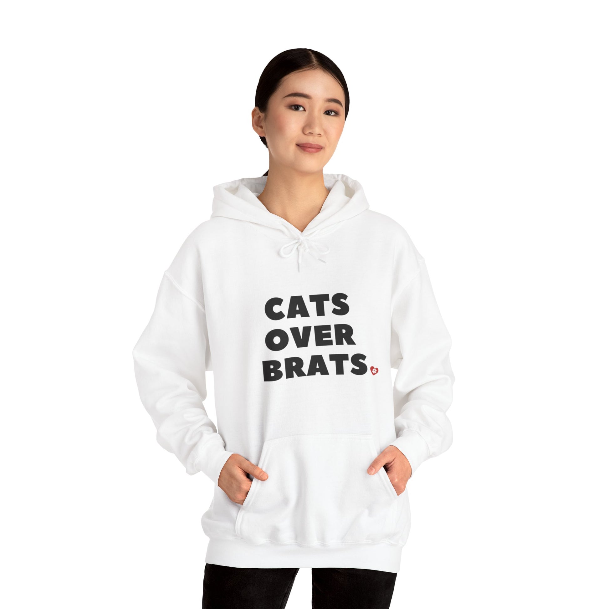 White Cats Over Brats Hooded Sweatshirt Unisex