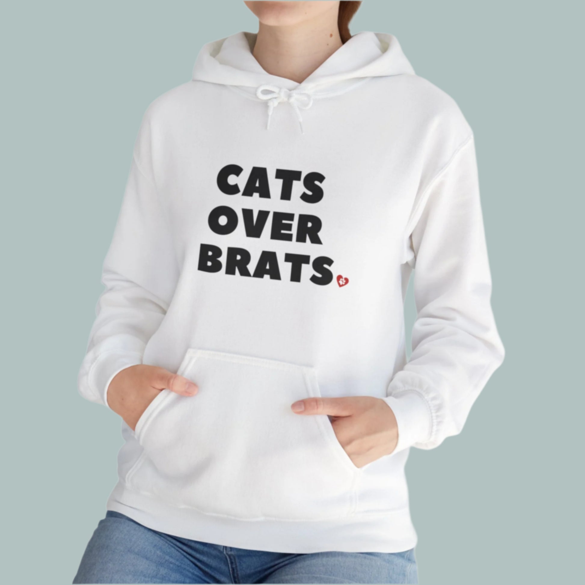 White Cats Over Brats Hooded Sweatshirt Unisex