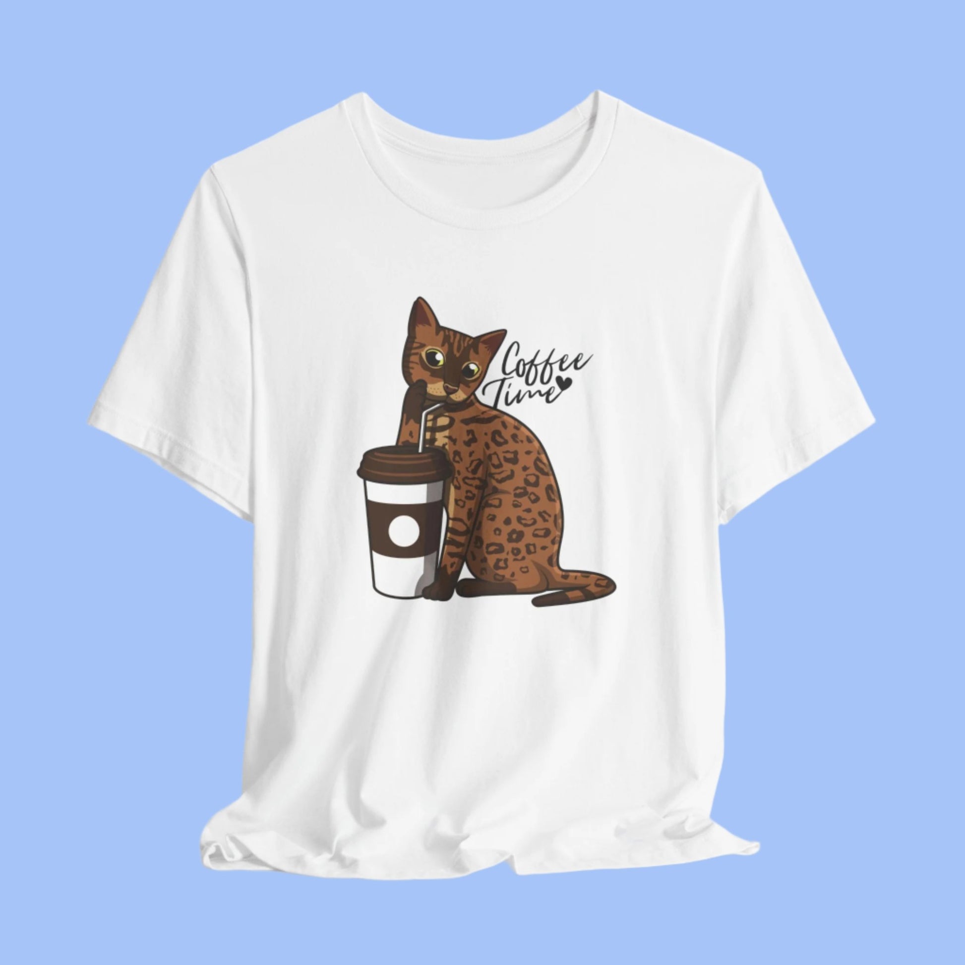 White Drinking Cat T-Shirt Unisex