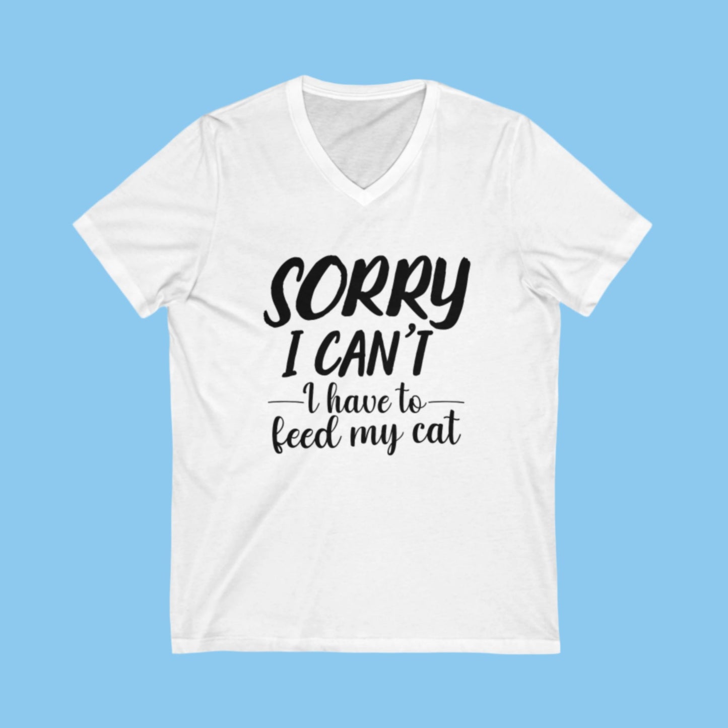 White Feed My Cat V-Neck T-Shirt Unisex